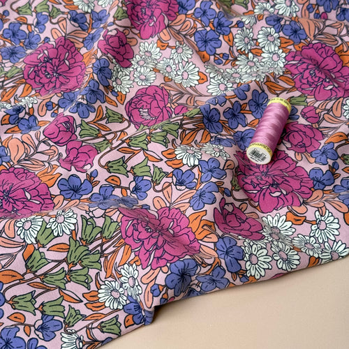Flower Garden Cotton Jersey Fabric