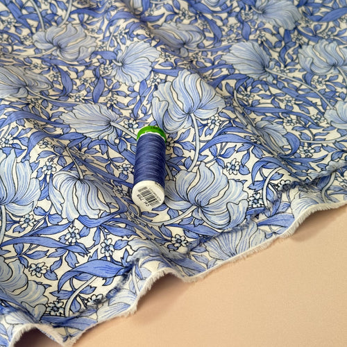 Morris Large Blue Cotton Lawn Fabric