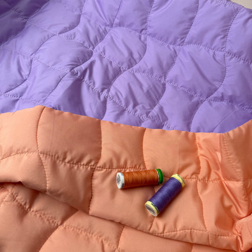 Lilac & Apricot Graphic Quilted Puffer Fabric