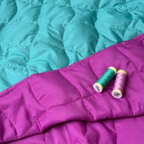Cyan & Cerise Graphic Quilted Puffer Fabric