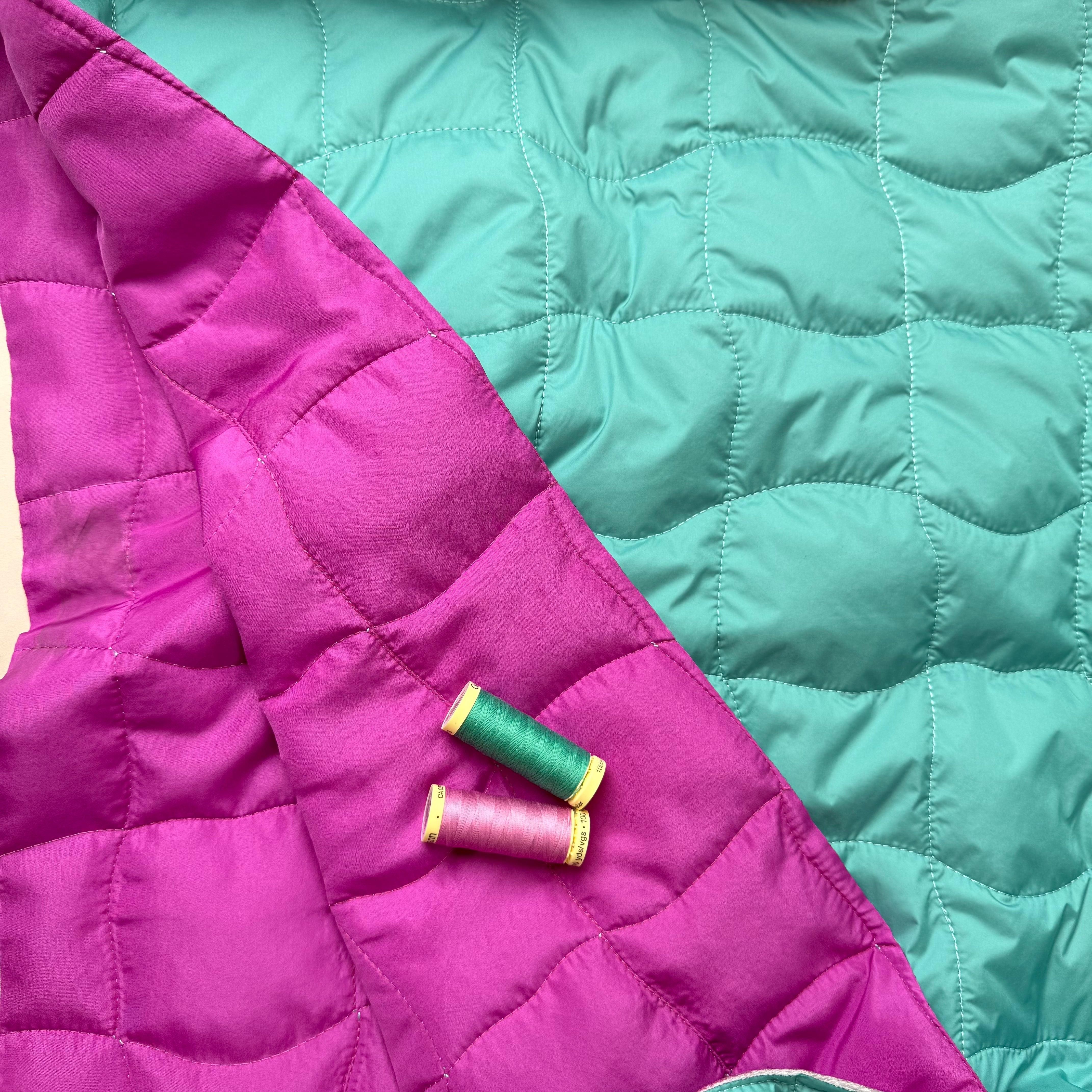 Cyan & Cerise Graphic Quilted Puffer Fabric