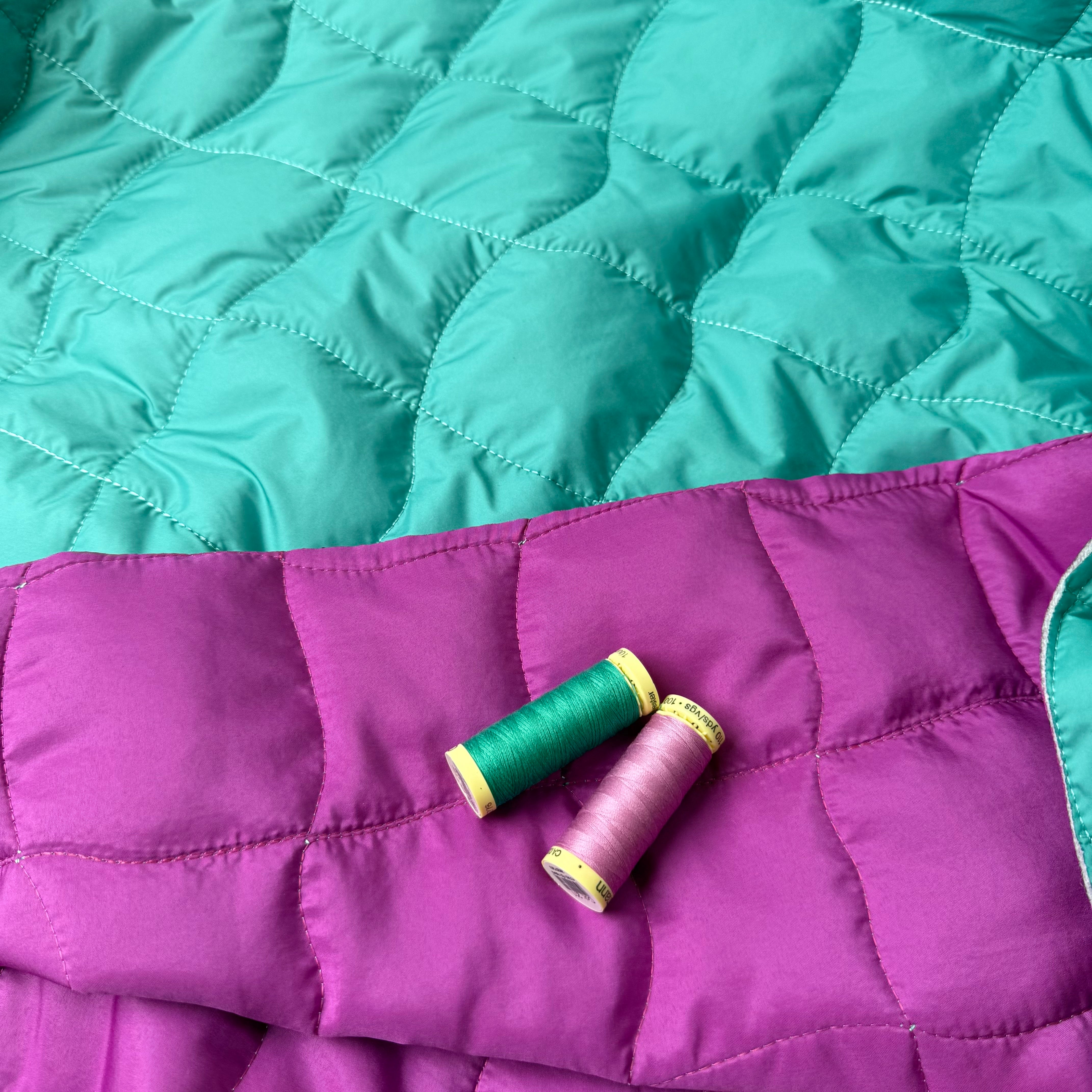 Cyan & Cerise Graphic Quilted Puffer Fabric