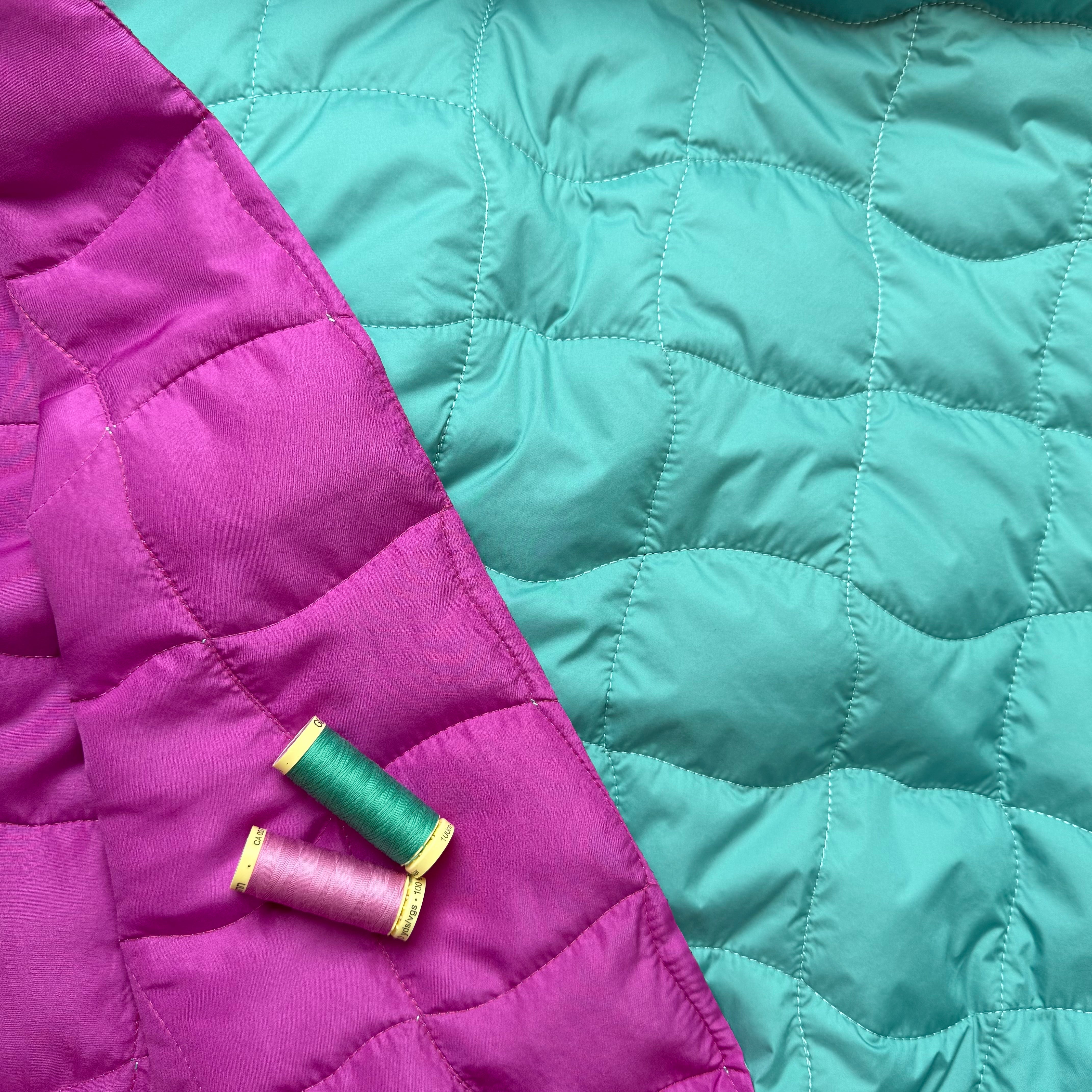 Cyan & Cerise Graphic Quilted Puffer Fabric