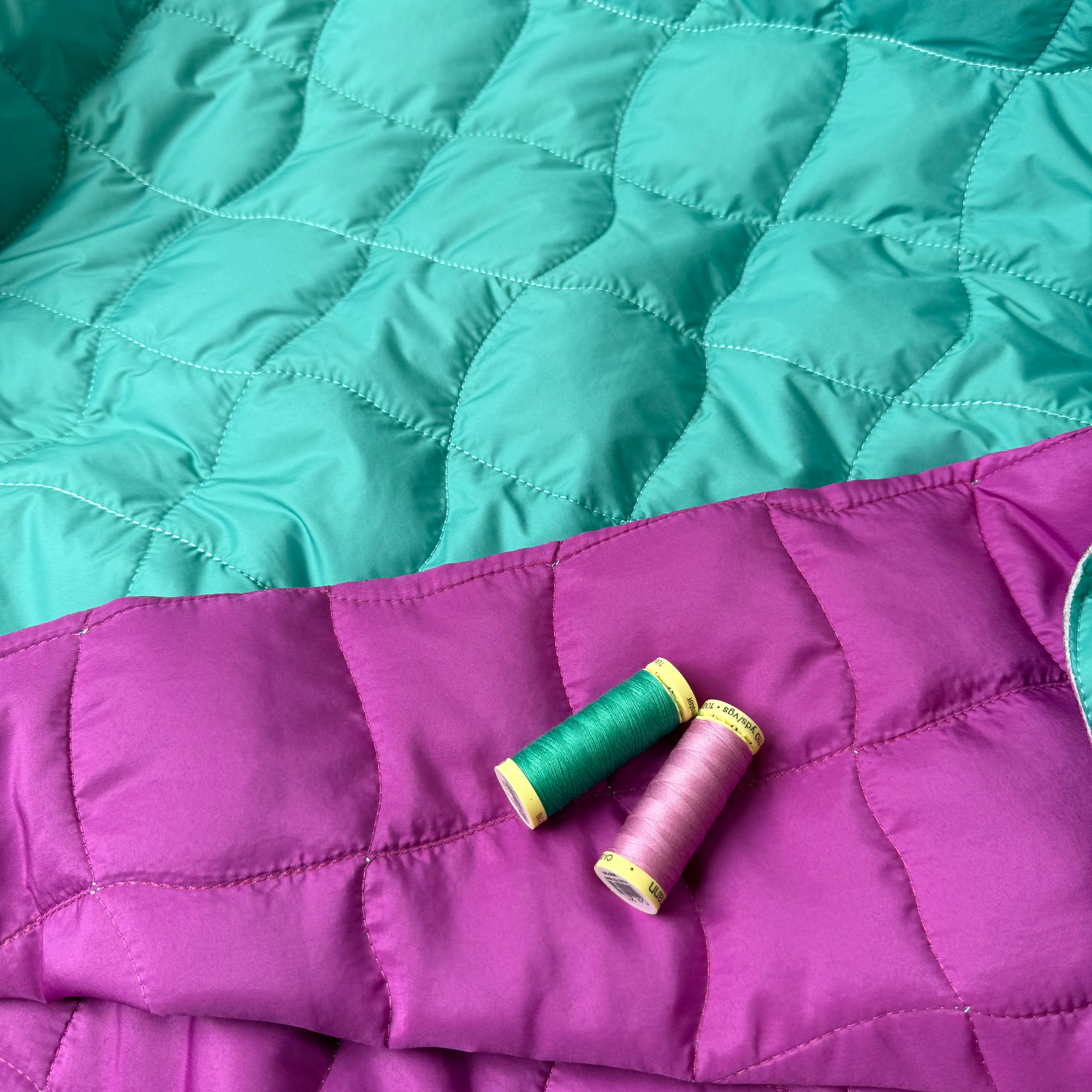 Cyan & Cerise Graphic Quilted Puffer Fabric