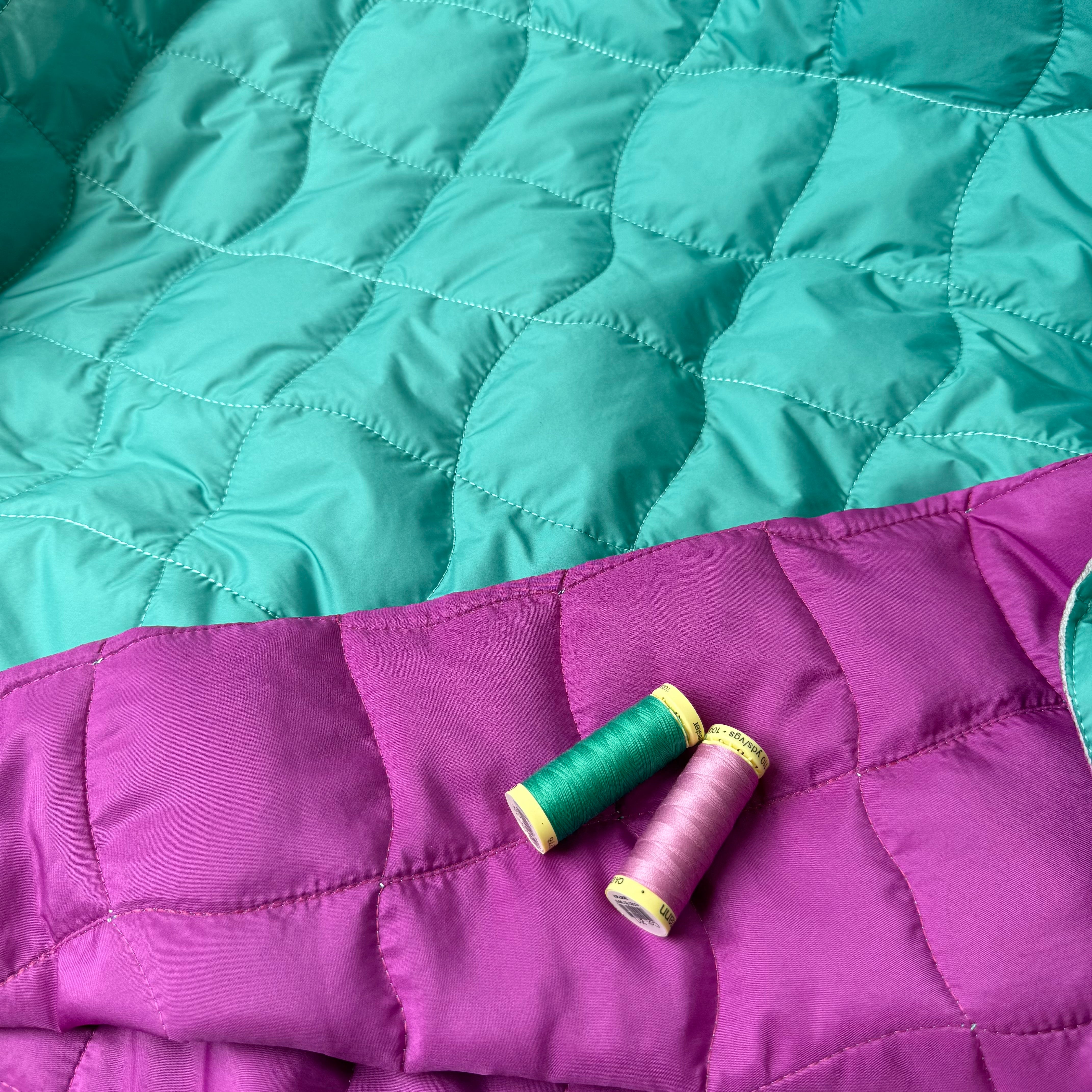 Cyan & Cerise Graphic Quilted Puffer Fabric