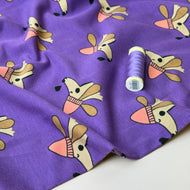 Purple Sausage Dogs Cotton French Terry