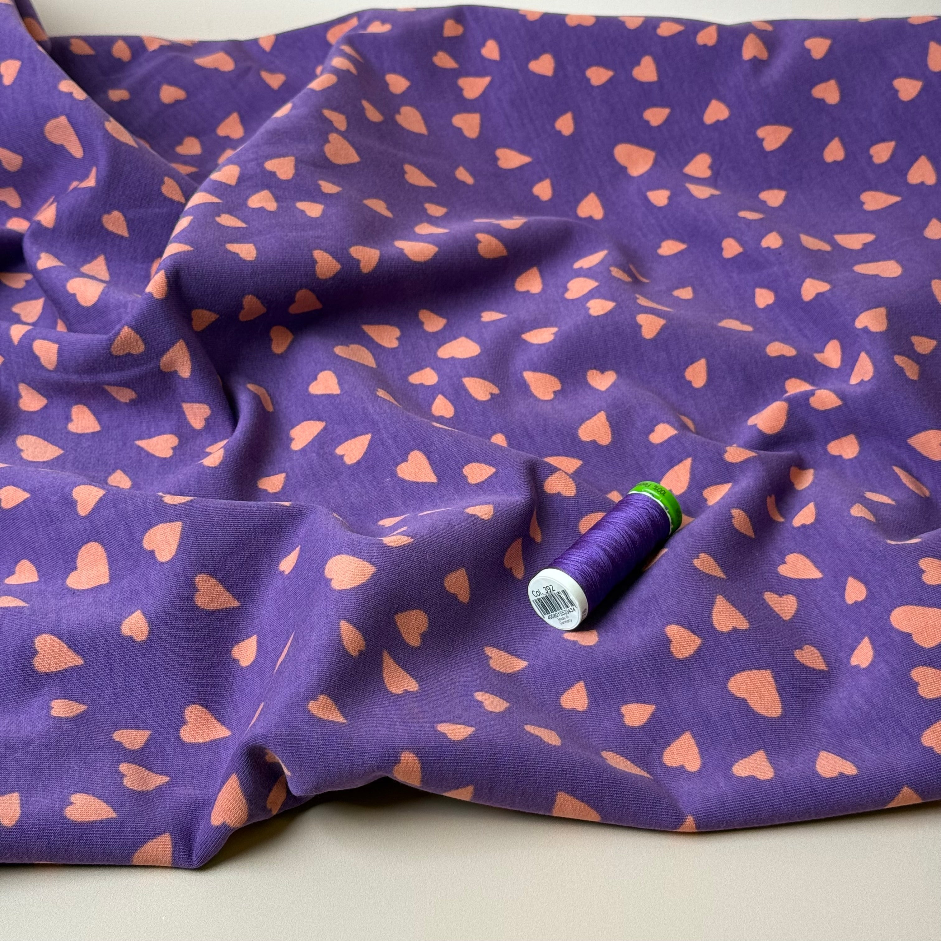 Purple Hearts Cotton French Terry