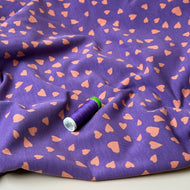 REMNANT 1.5 Metres (with a small hole) - Purple Hearts Cotton French Terry