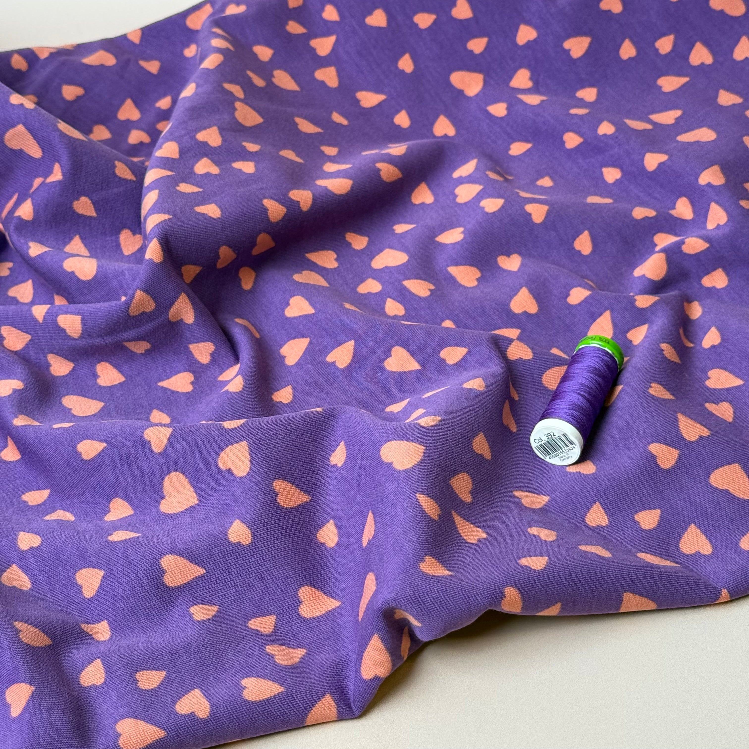 Purple Hearts Cotton French Terry