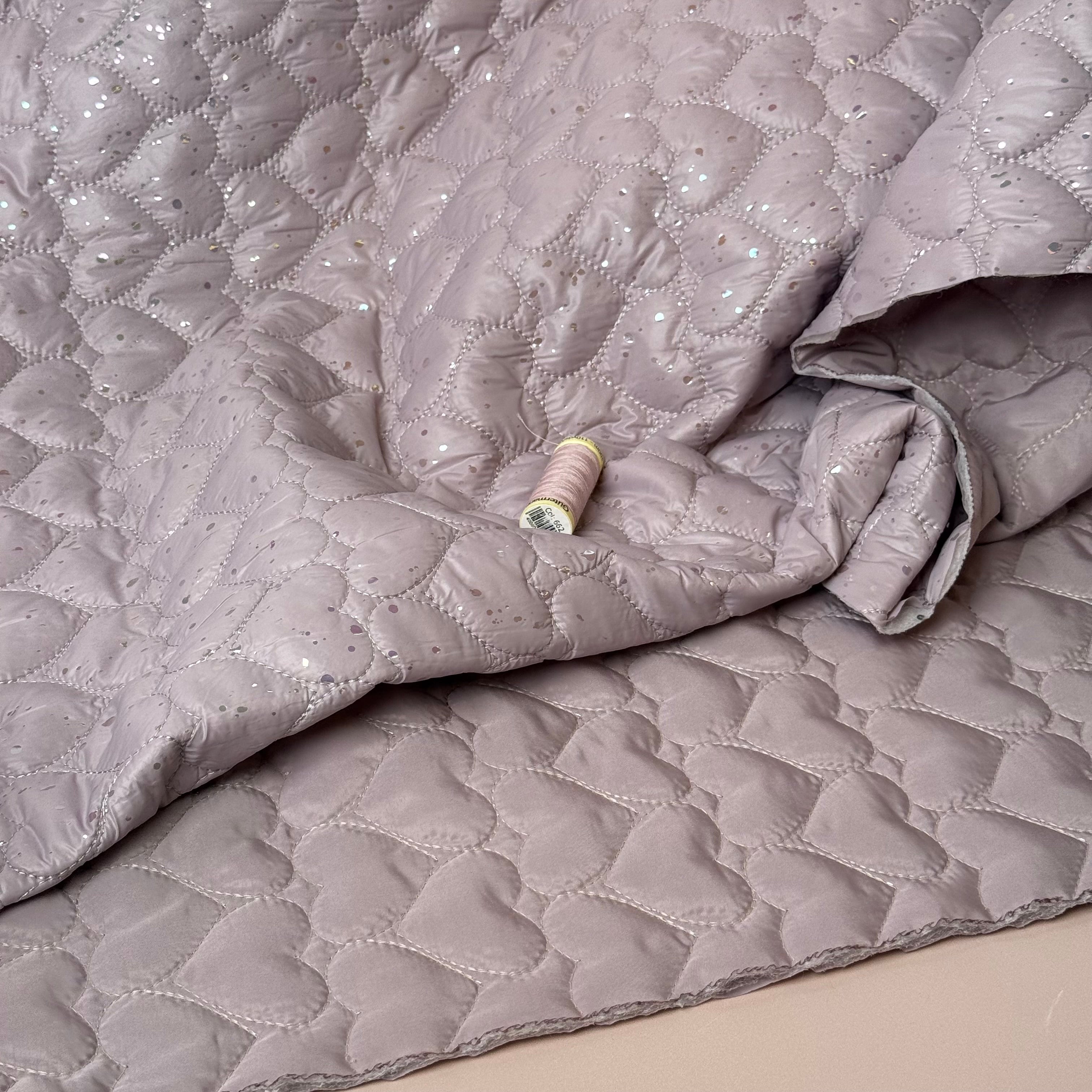 Sparkly Hearts Quilted Puffer Fabric