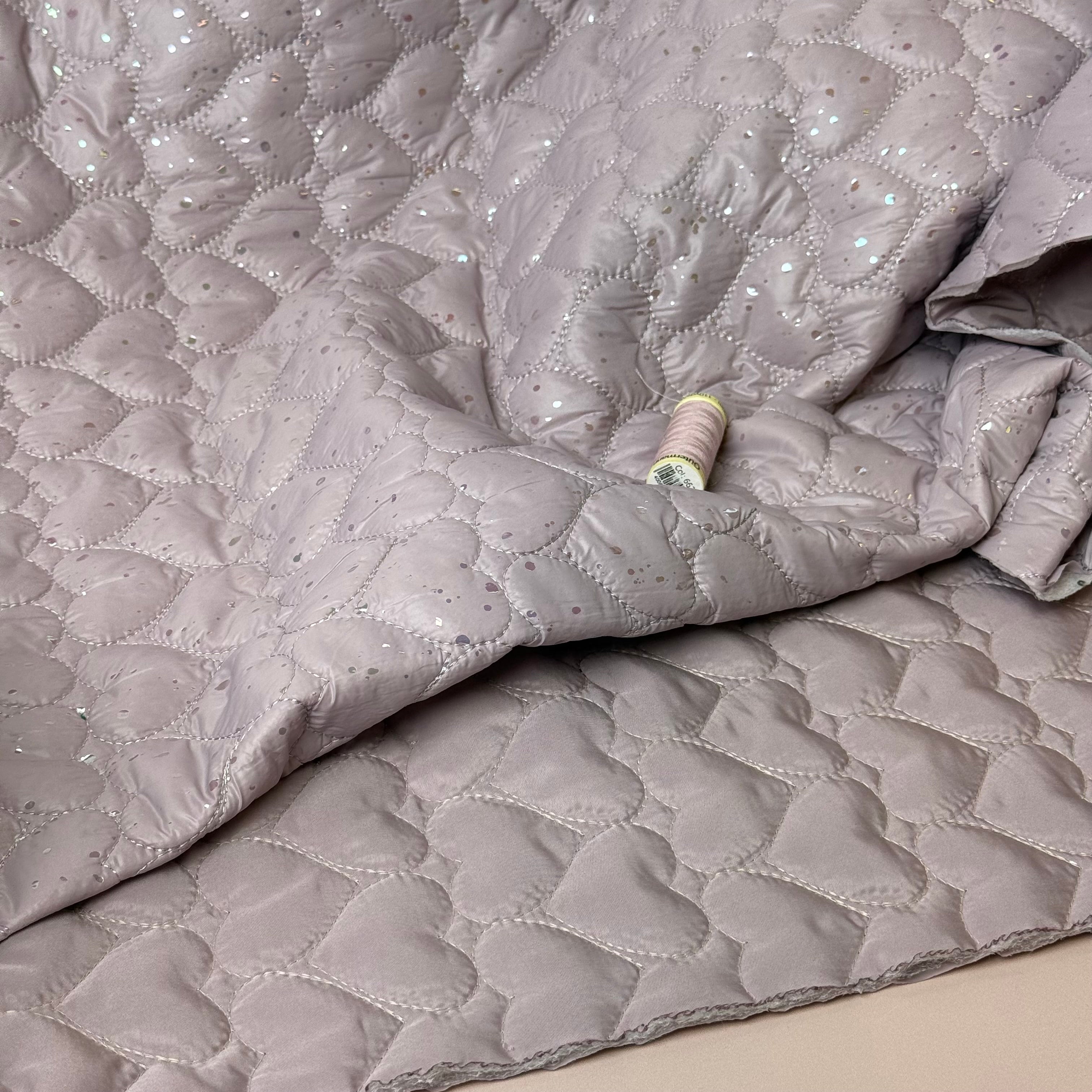 Sparkly Hearts Quilted Puffer Fabric