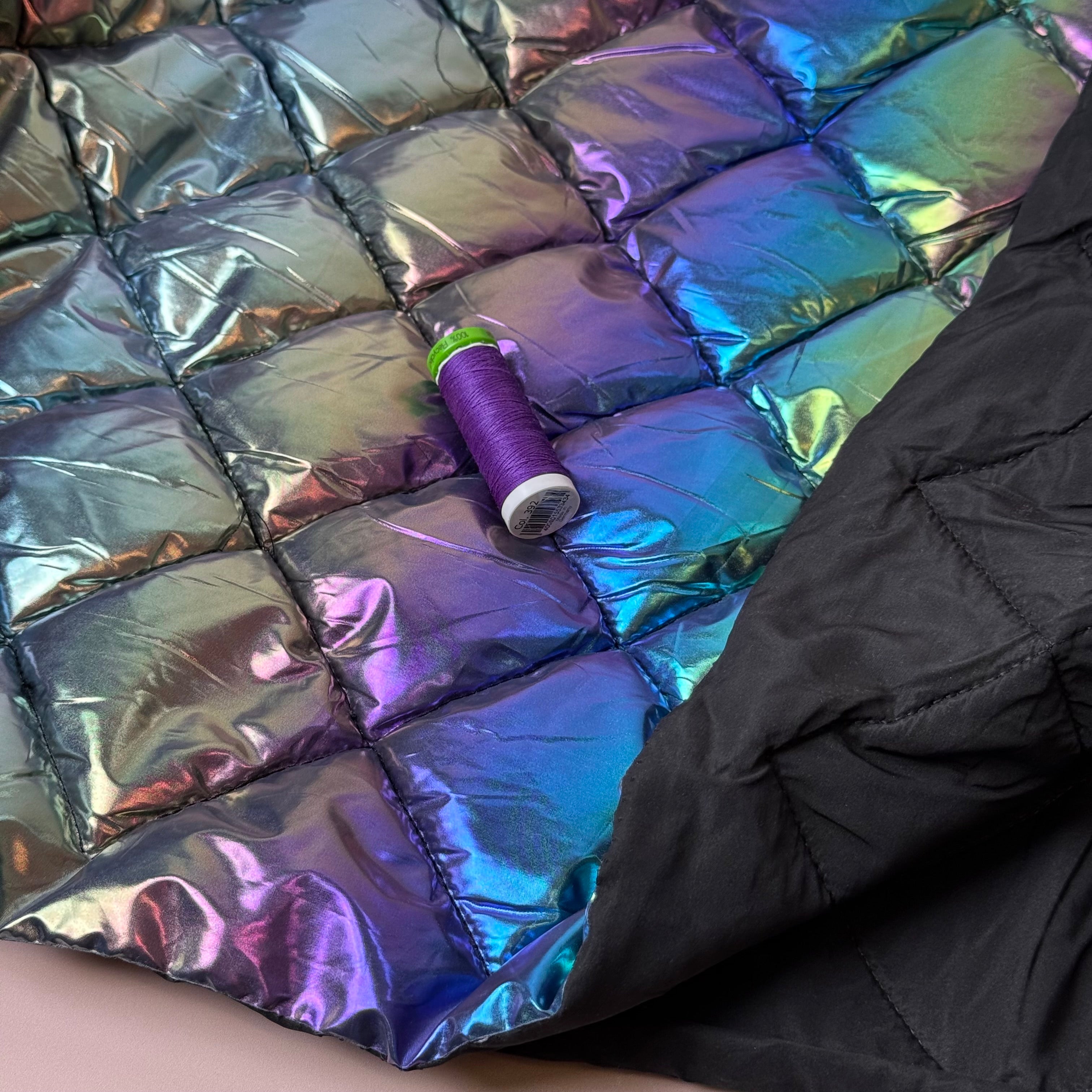 Rainbow Quilted Puffer Fabric