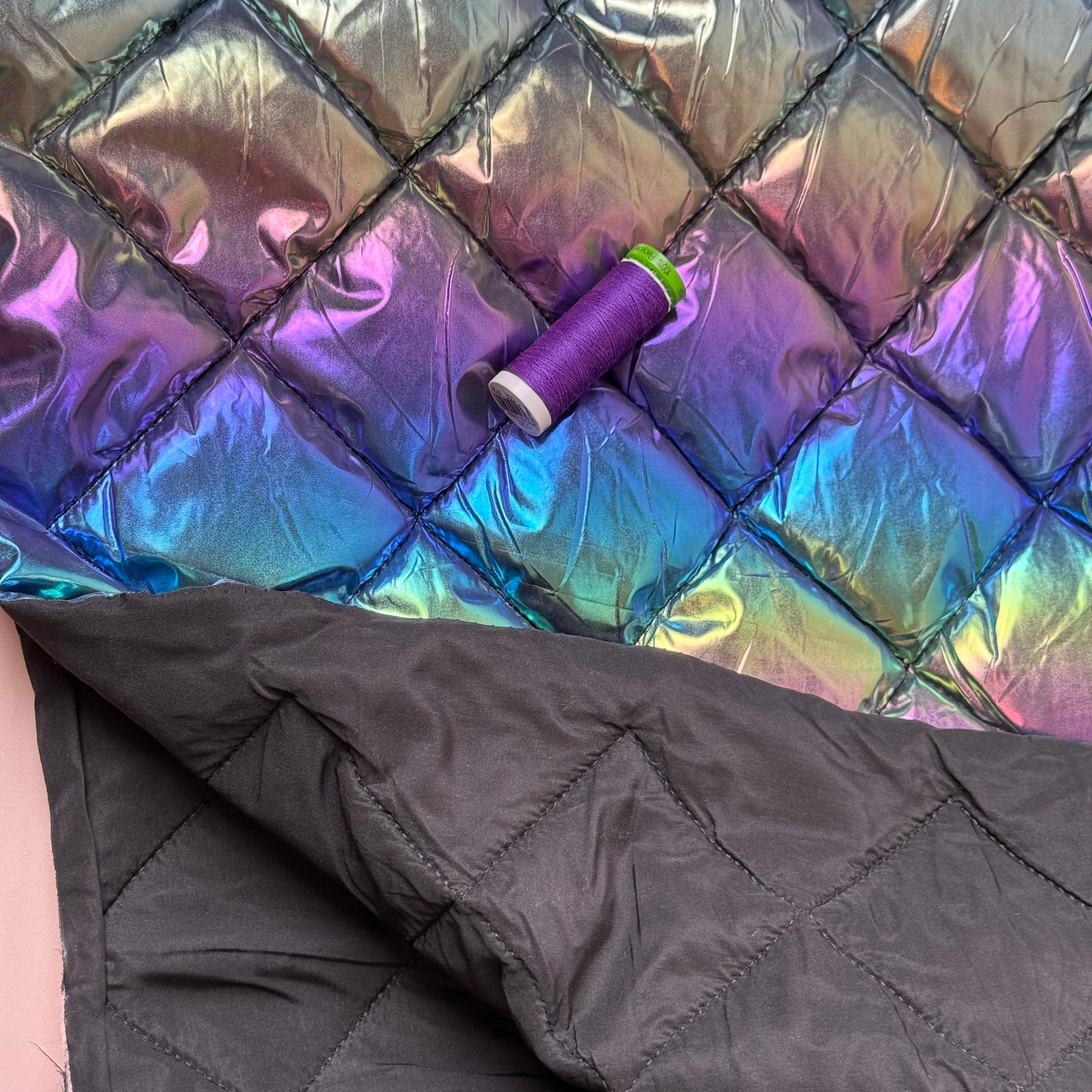 Rainbow Quilted Puffer Fabric
