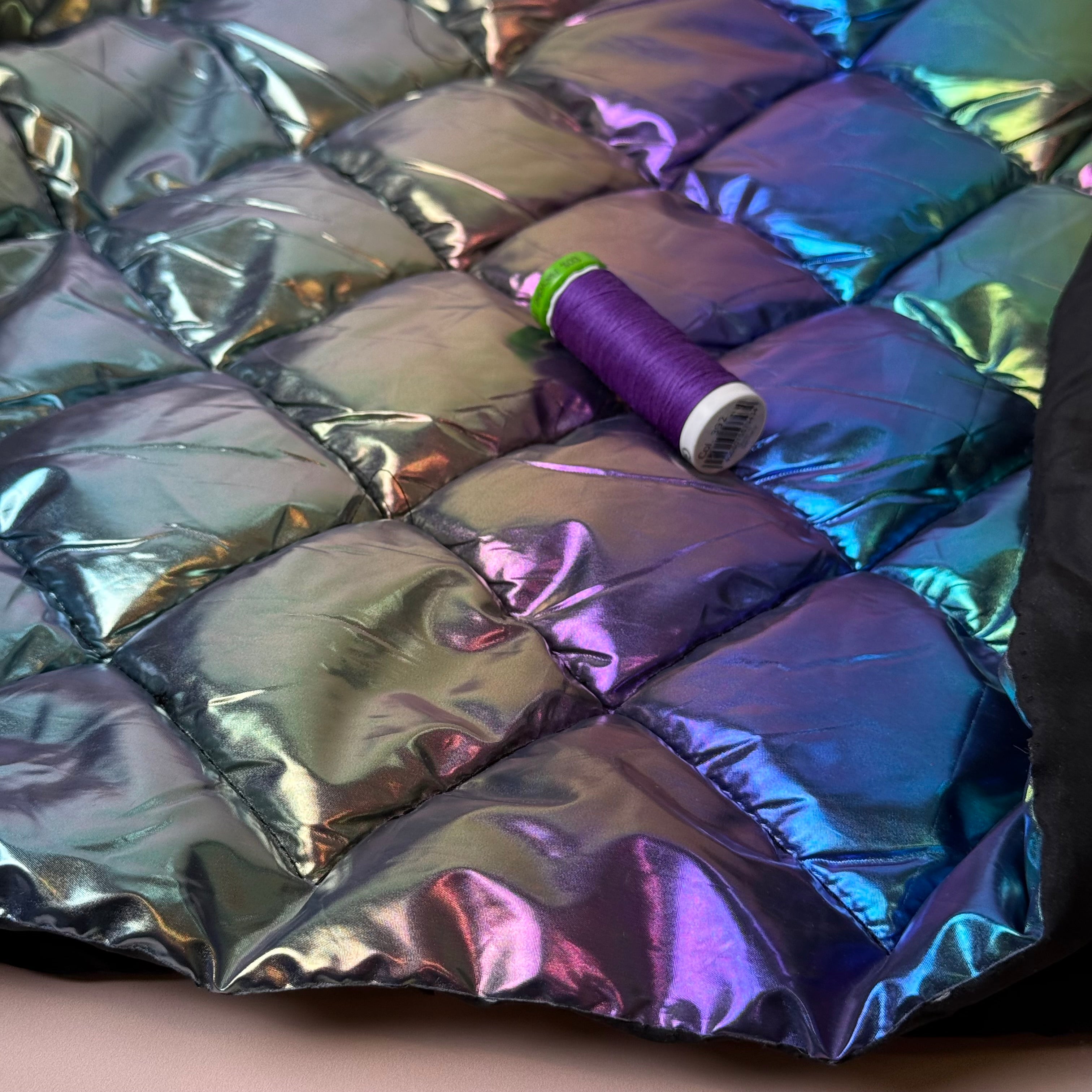 Rainbow Quilted Puffer Fabric