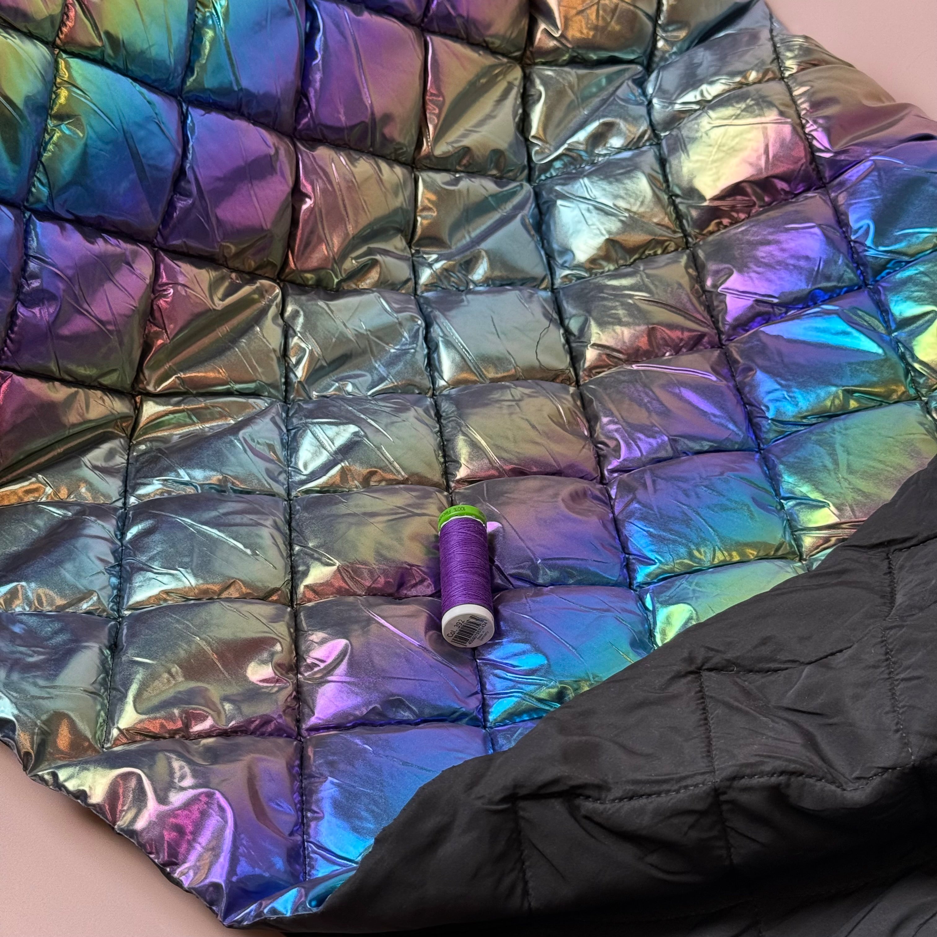 Rainbow Quilted Puffer Fabric