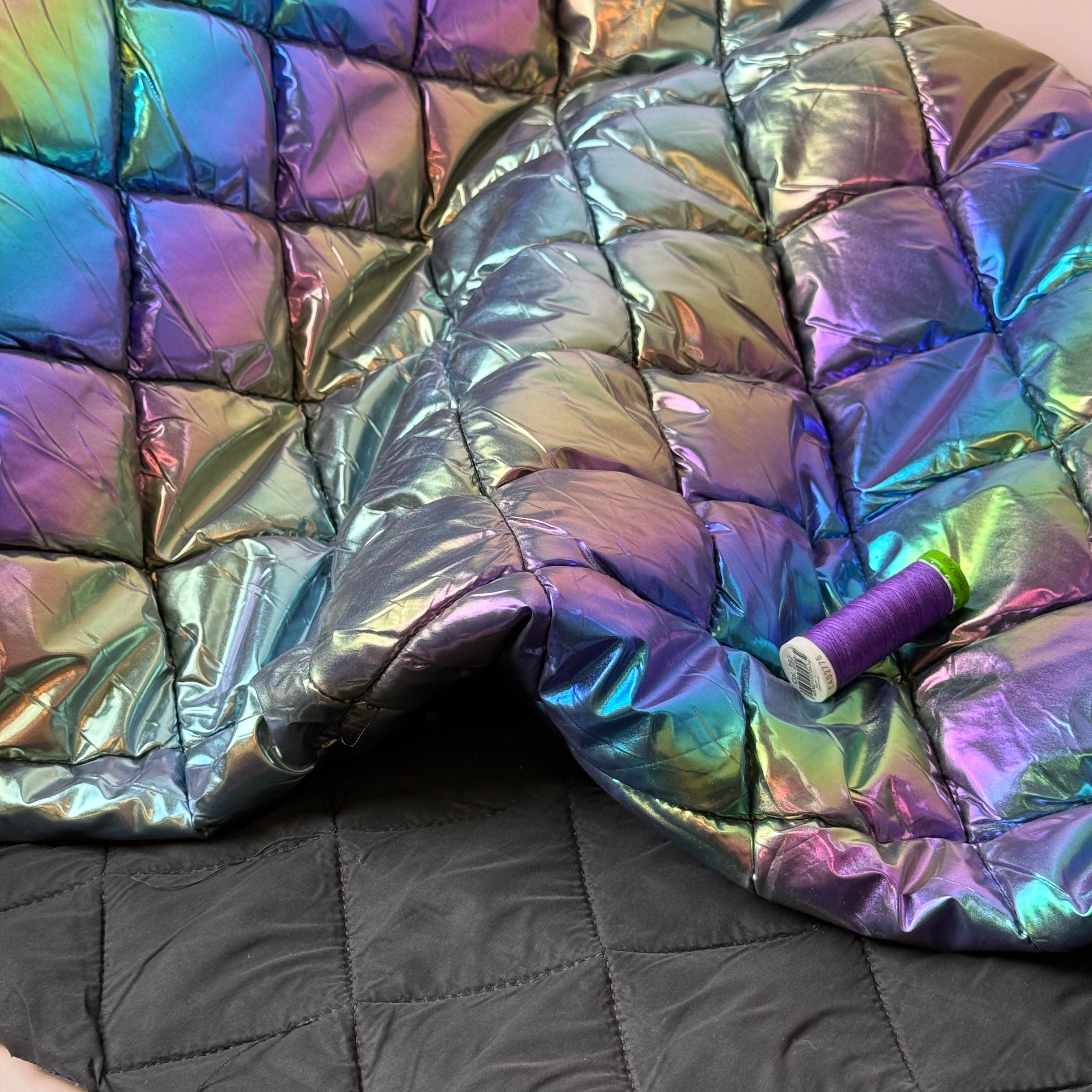 Rainbow Quilted Puffer Fabric