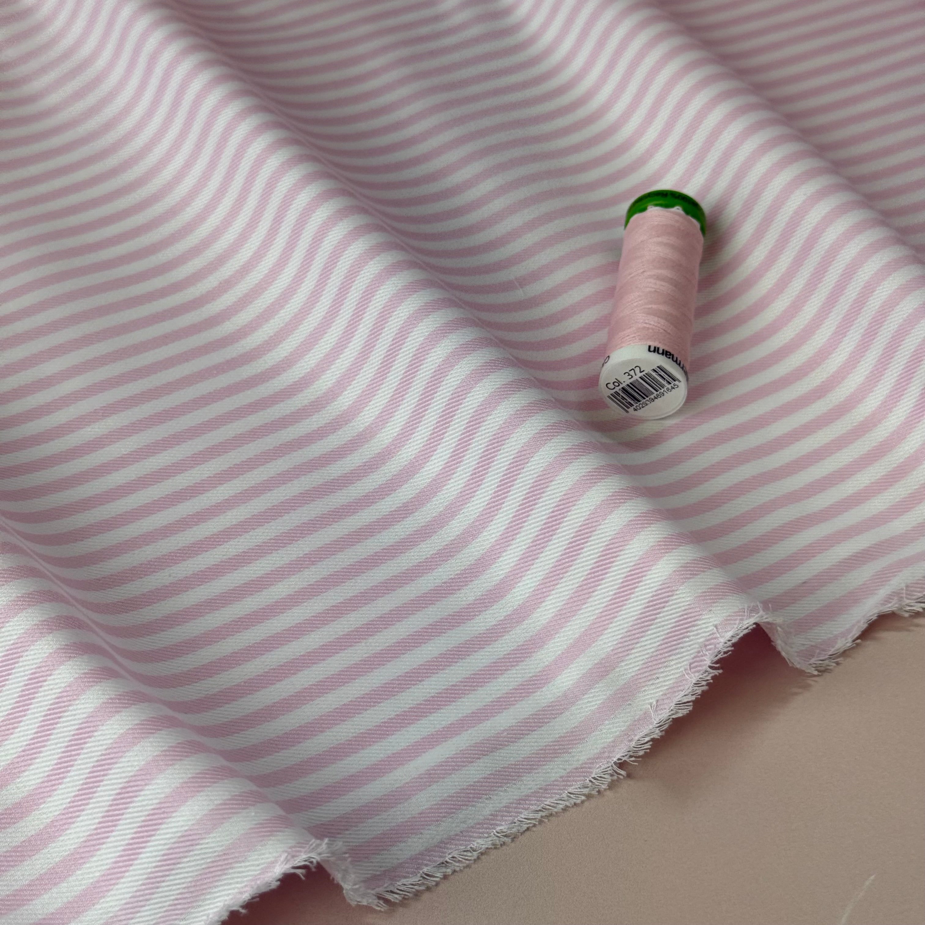 Deadstock - Summer Stripes Pink Yarn Dyed Cotton Twill