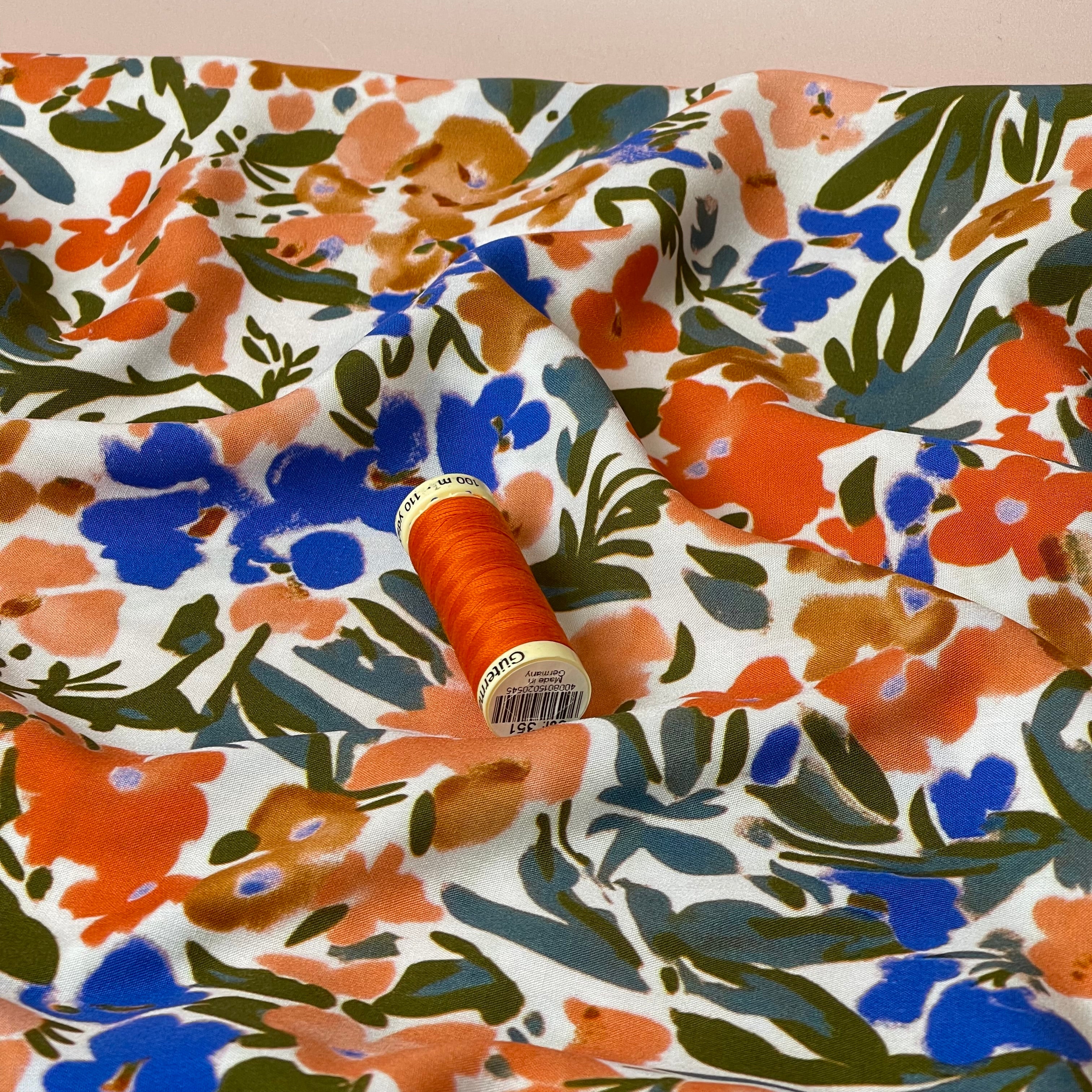 Watercolour Buds LENZING™ ECOVERO™ Viscose Fabric