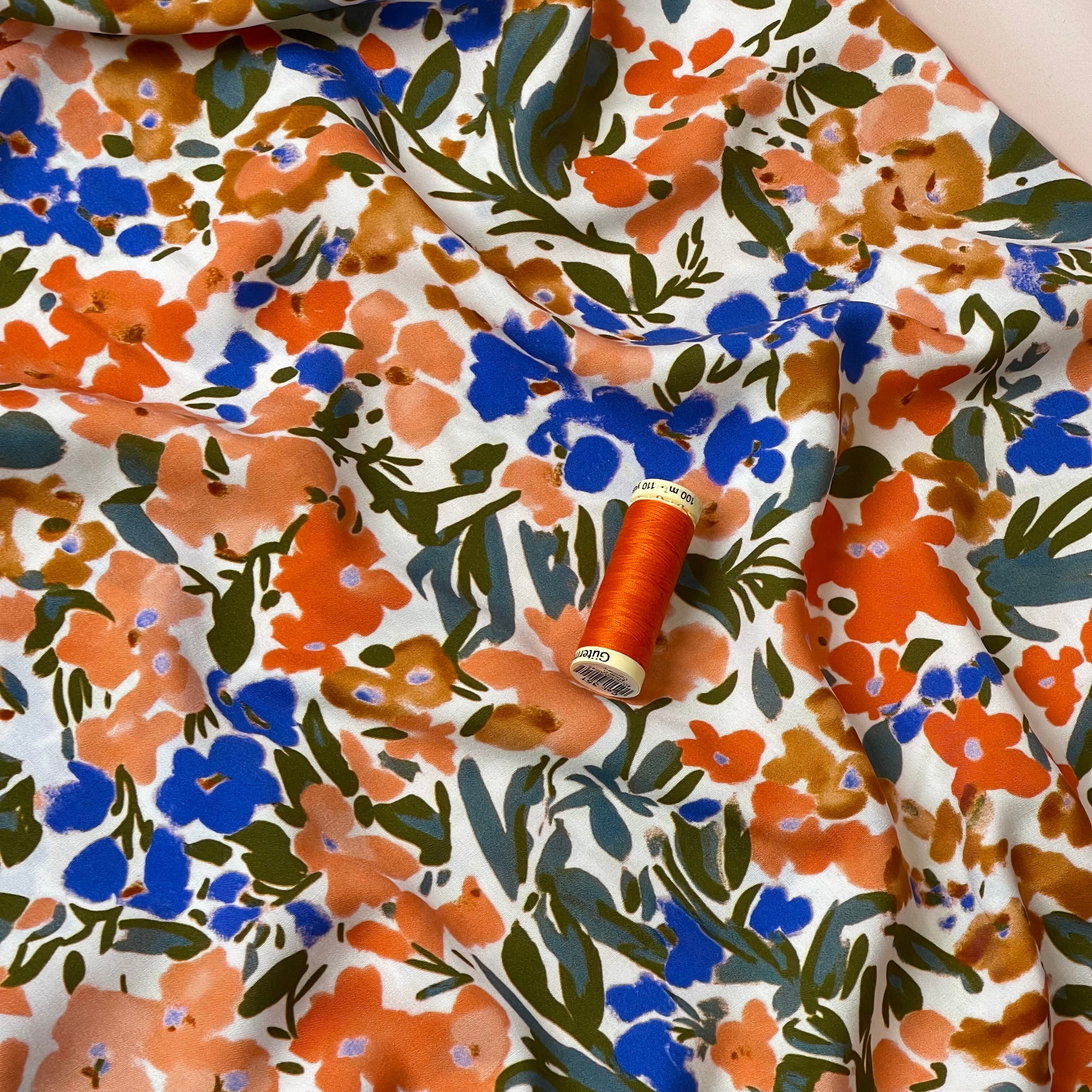 Watercolour Buds LENZING™ ECOVERO™ Viscose Fabric