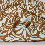 Graphic Plants Camel Viscose Linen Fabric