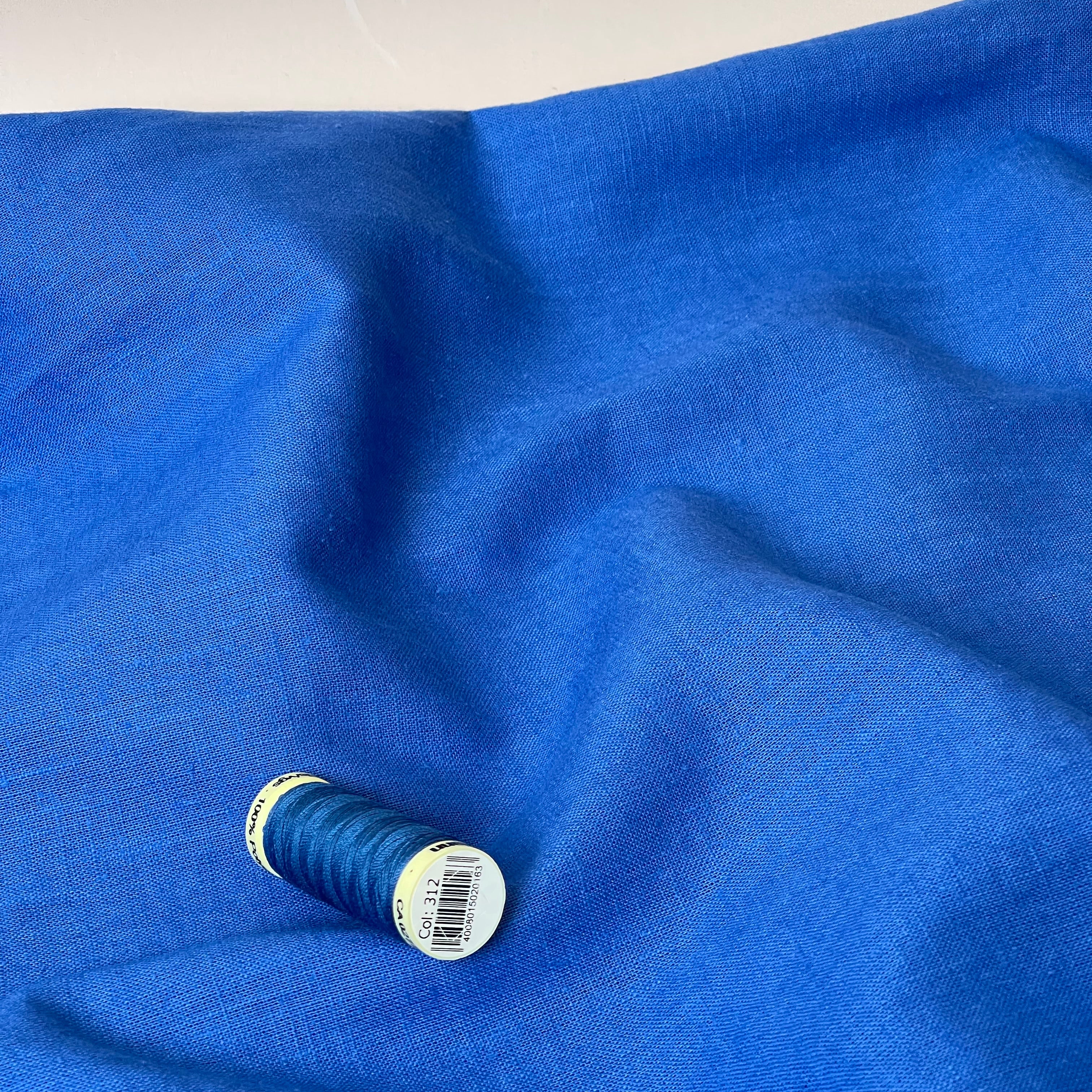 REMNANT 1.17 Metres - Breeze LIGHT Cobalt - Enzyme Washed Linen Fabric