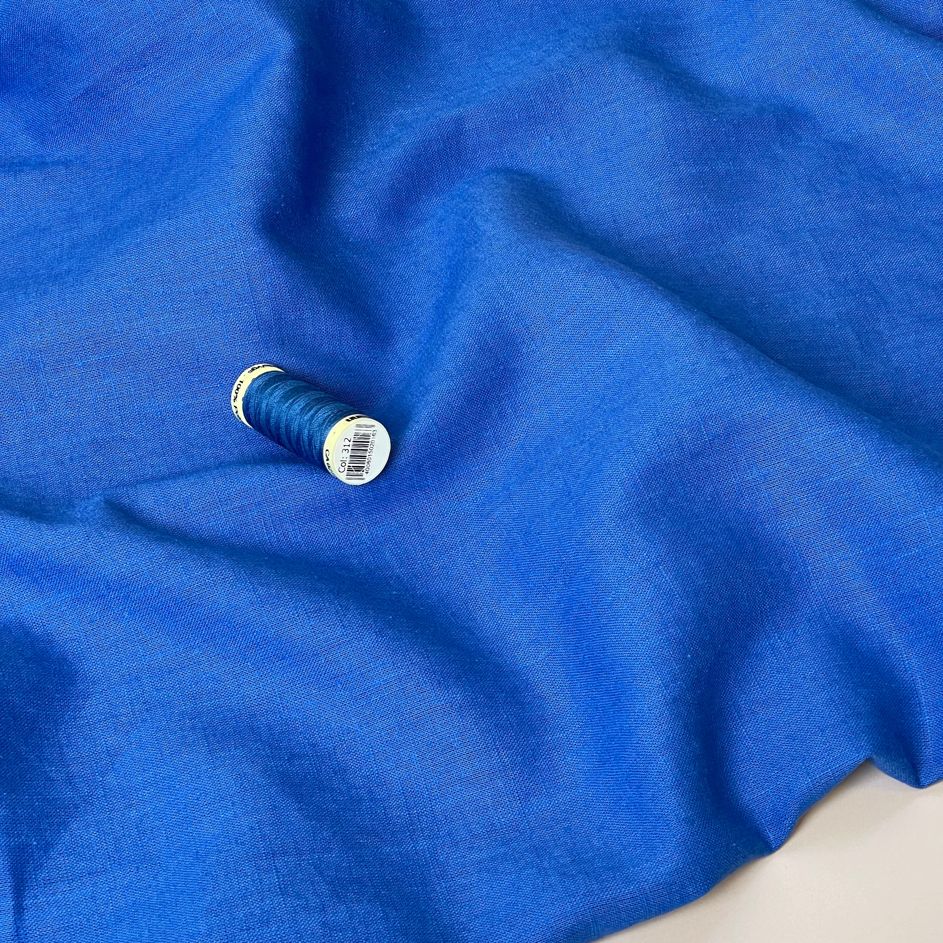REMNANT 1.17 Metres - Breeze LIGHT Cobalt - Enzyme Washed Linen Fabric