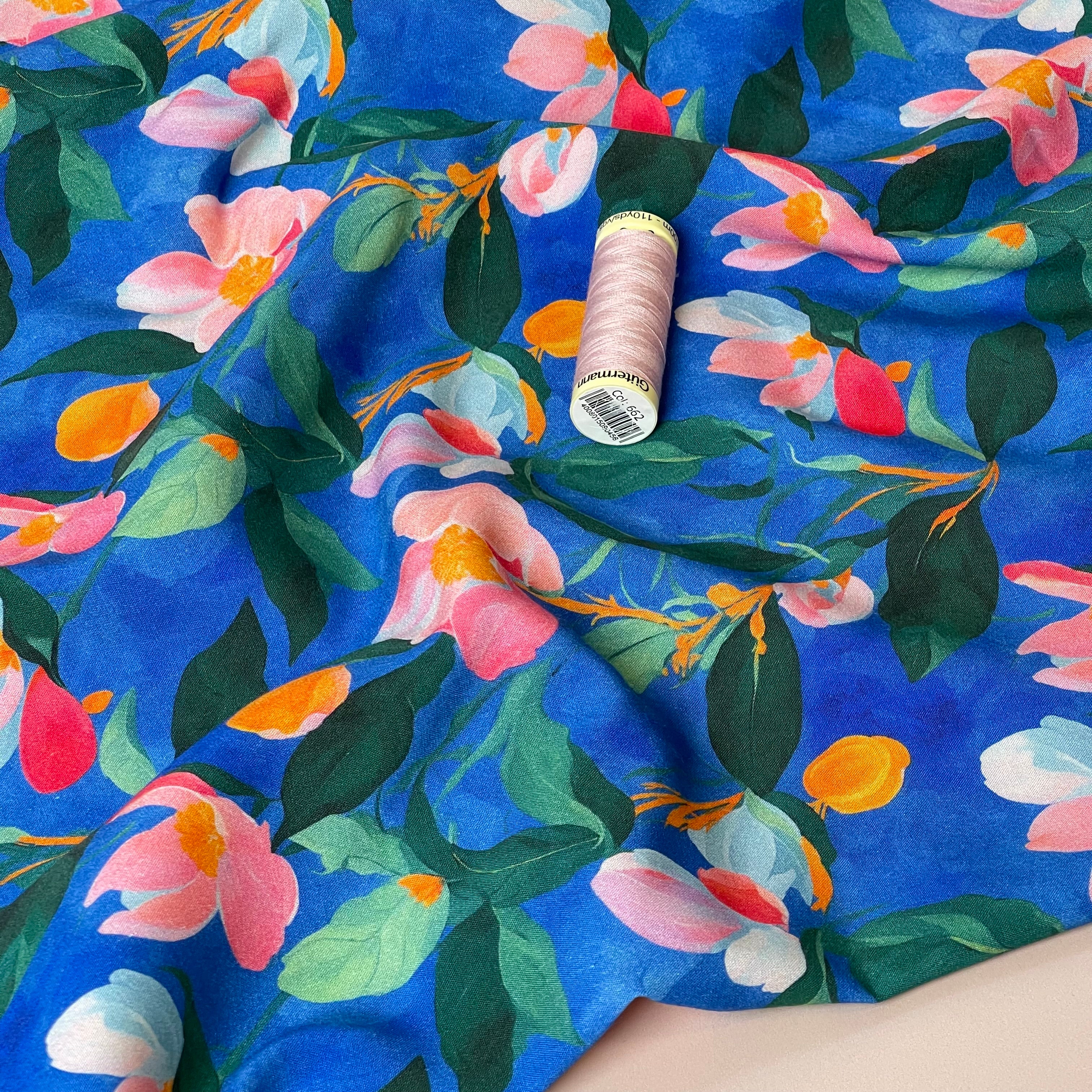 Apricot Buds Stretch Viscose Fabric