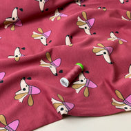 Bordeaux Sausage Dogs Cotton French Terry