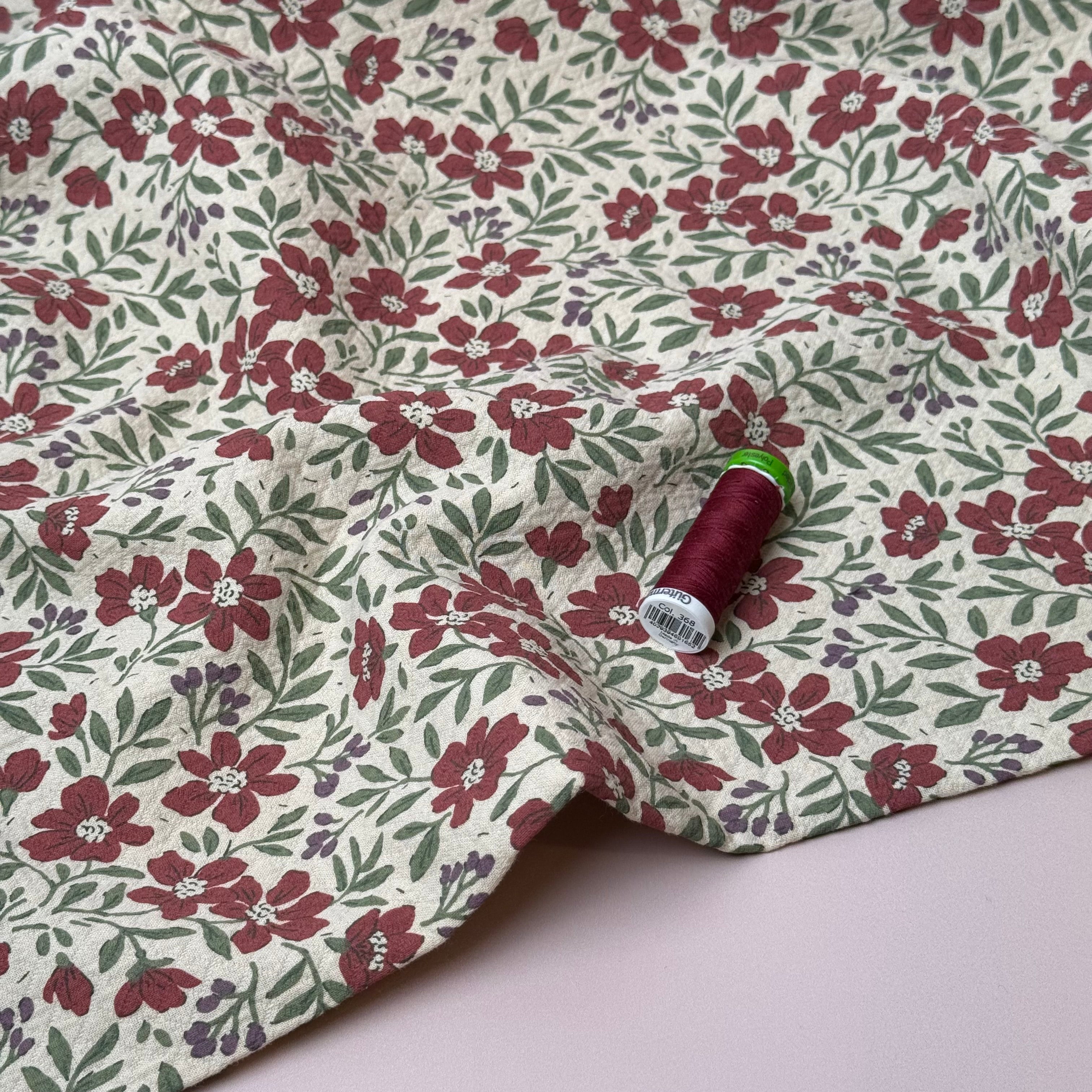 Barberry Flowers Natural Cotton Diamond Jacquard Fabric