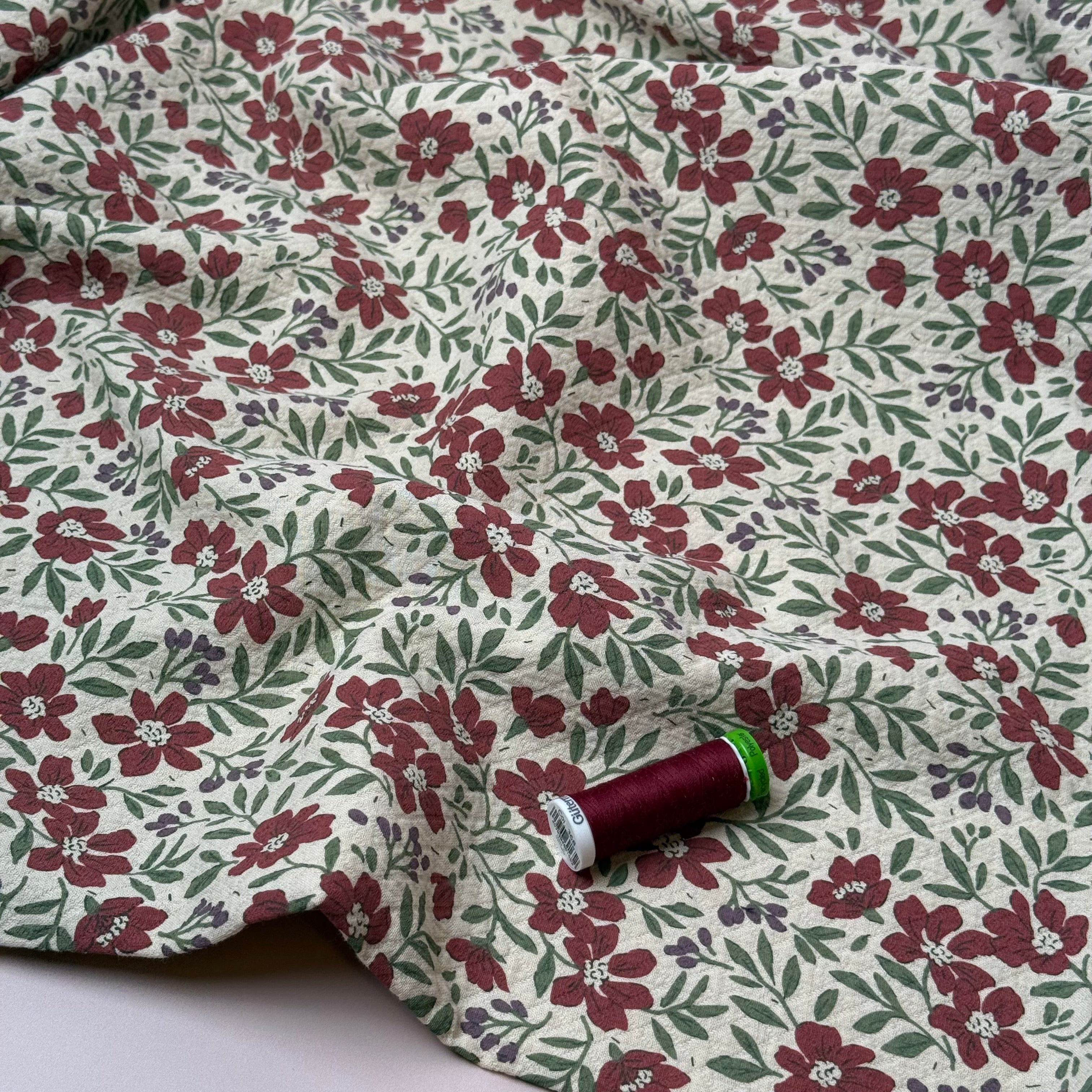Barberry Flowers Natural Cotton Diamond Jacquard Fabric