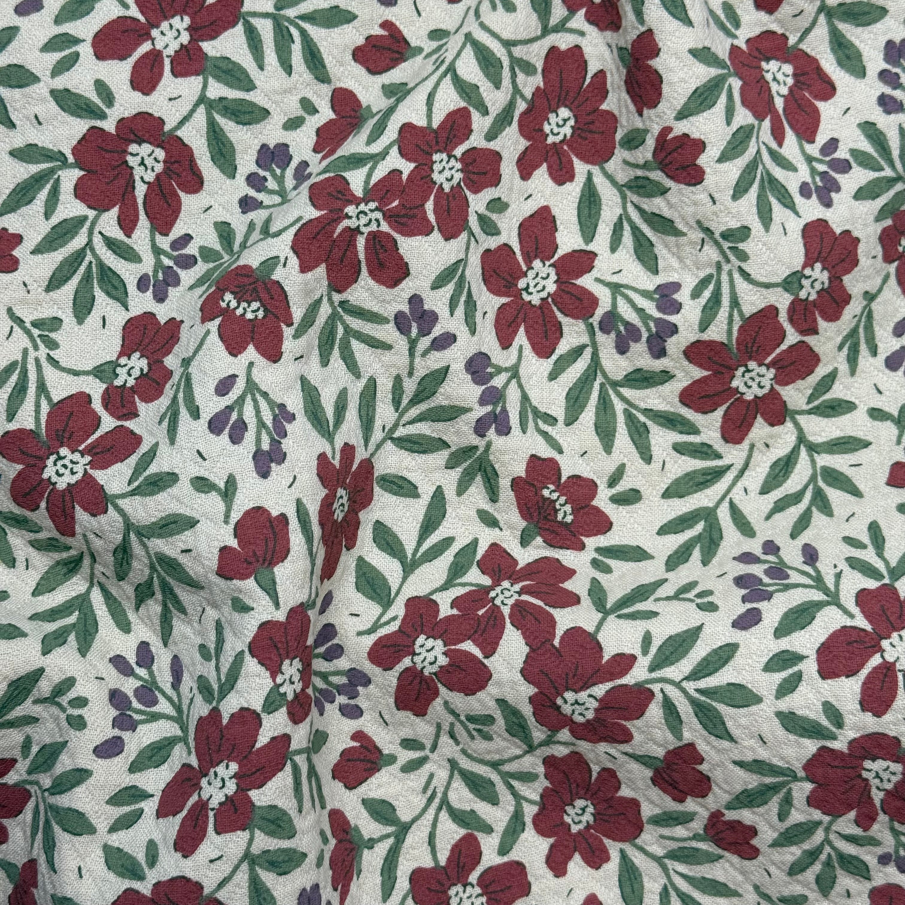 Barberry Flowers Natural Cotton Diamond Jacquard Fabric