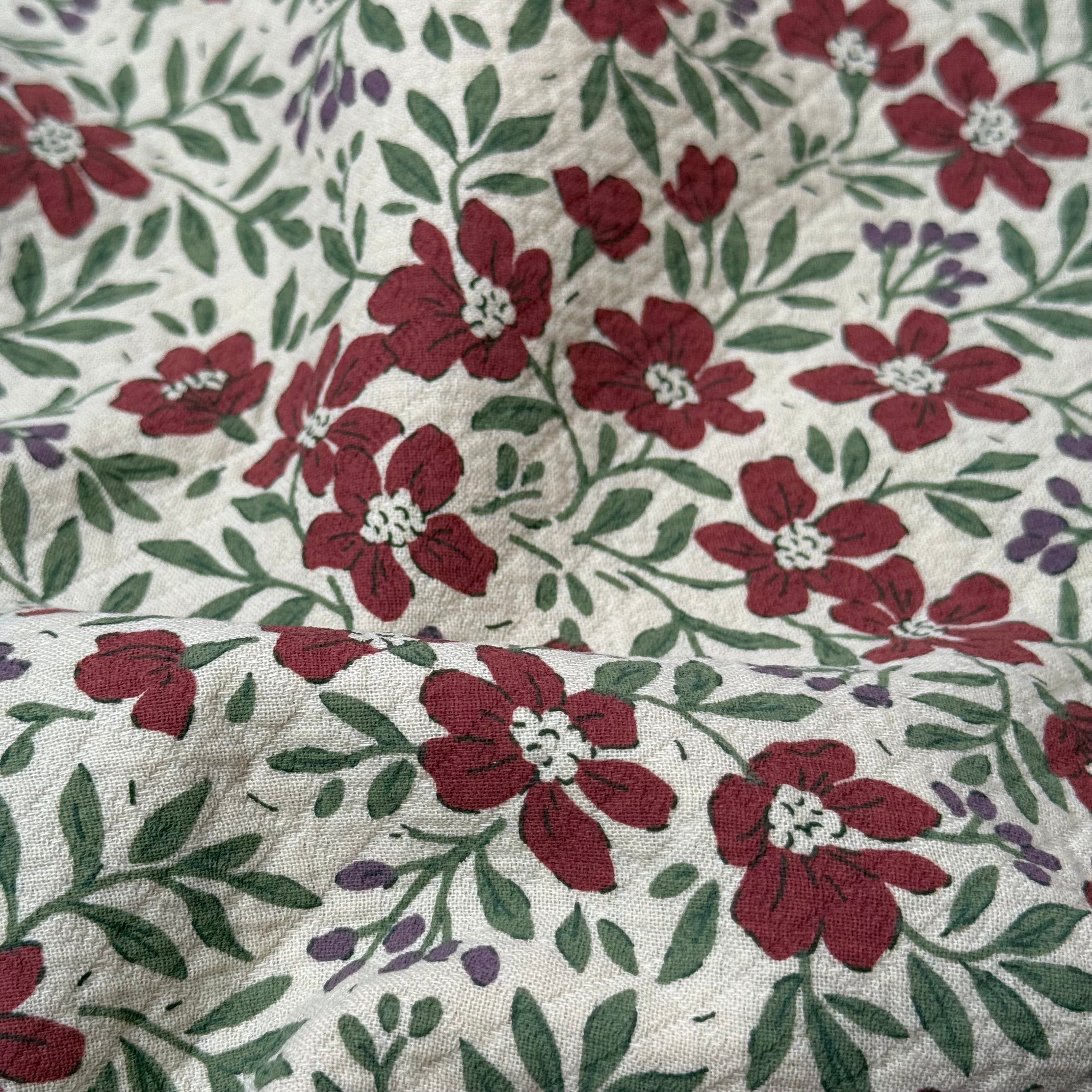 Barberry Flowers Natural Cotton Diamond Jacquard Fabric