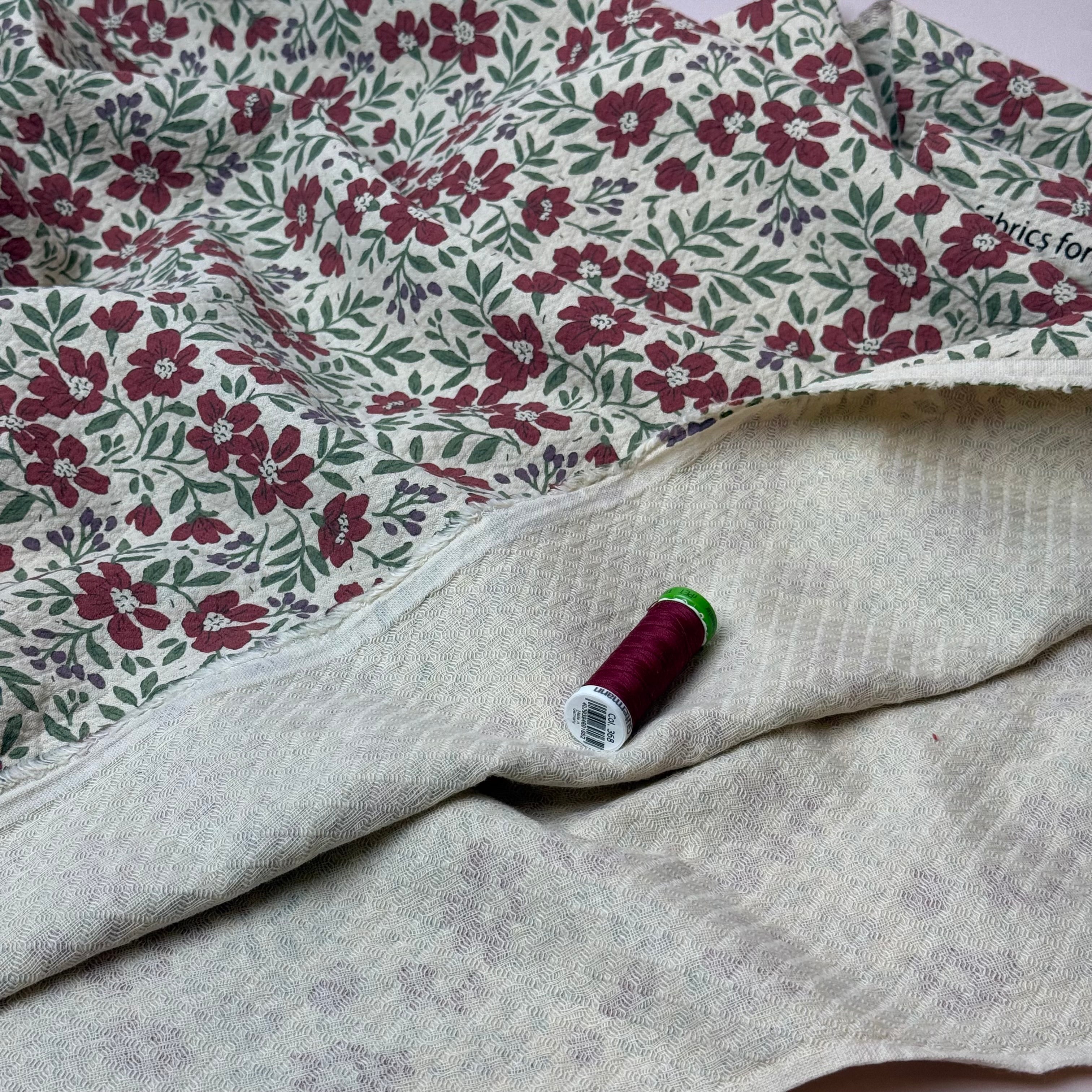 Barberry Flowers Natural Cotton Diamond Jacquard Fabric