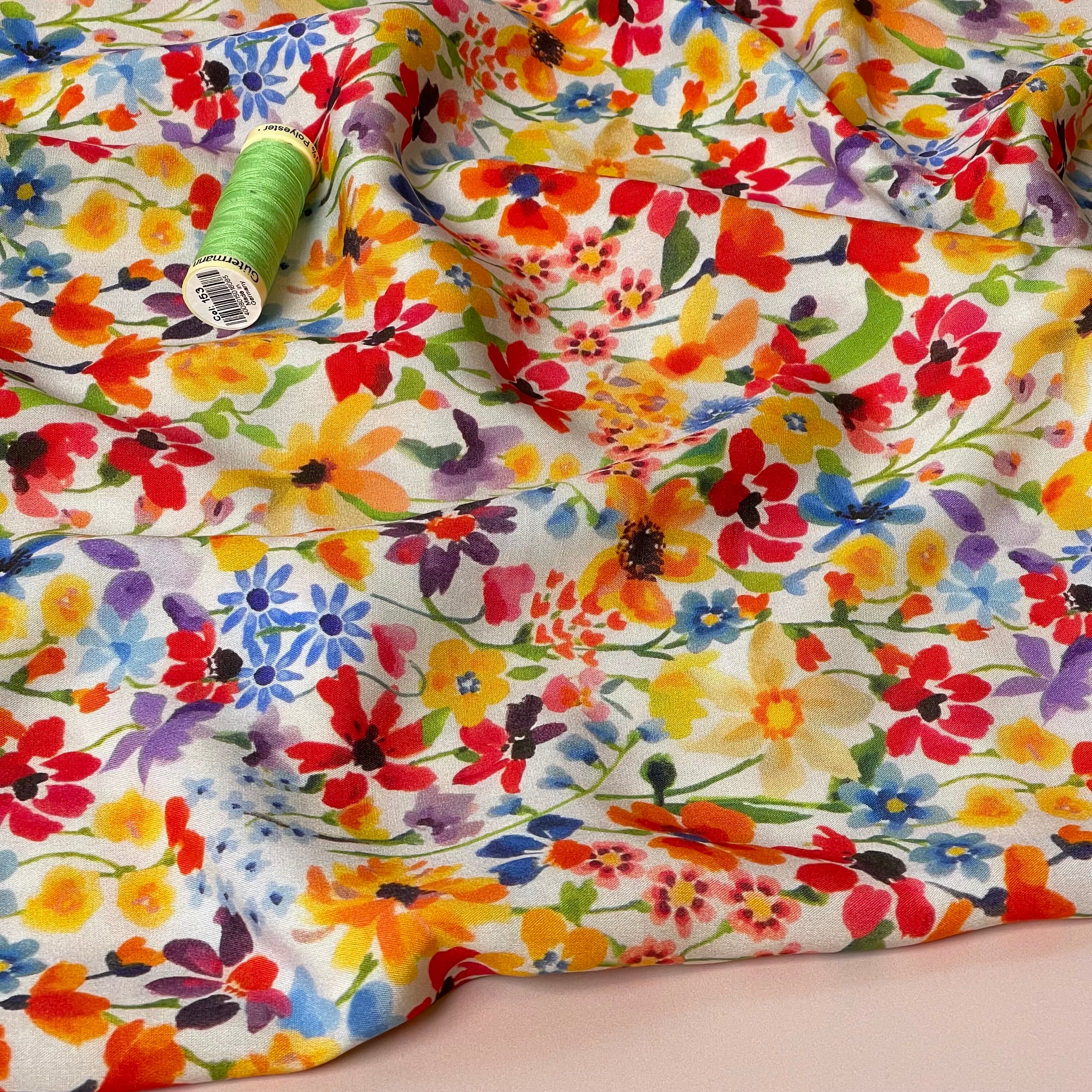 Spring Meadow Viscose Fabric