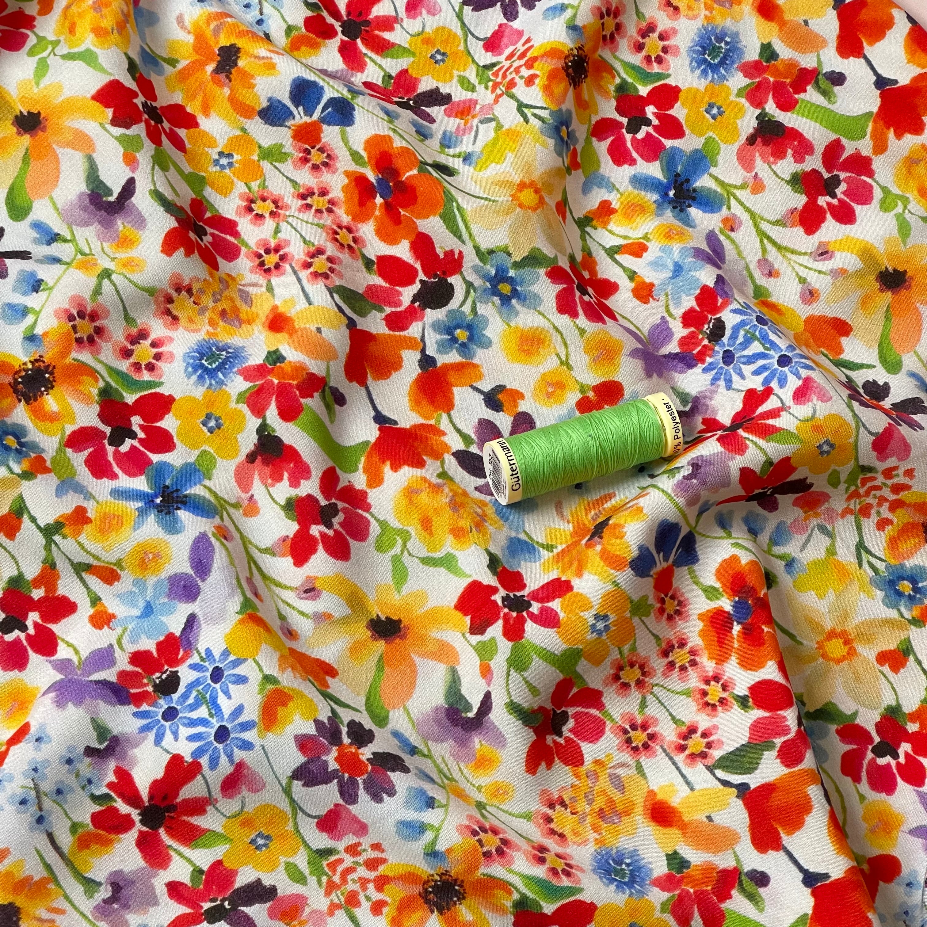 Spring Meadow Viscose Fabric