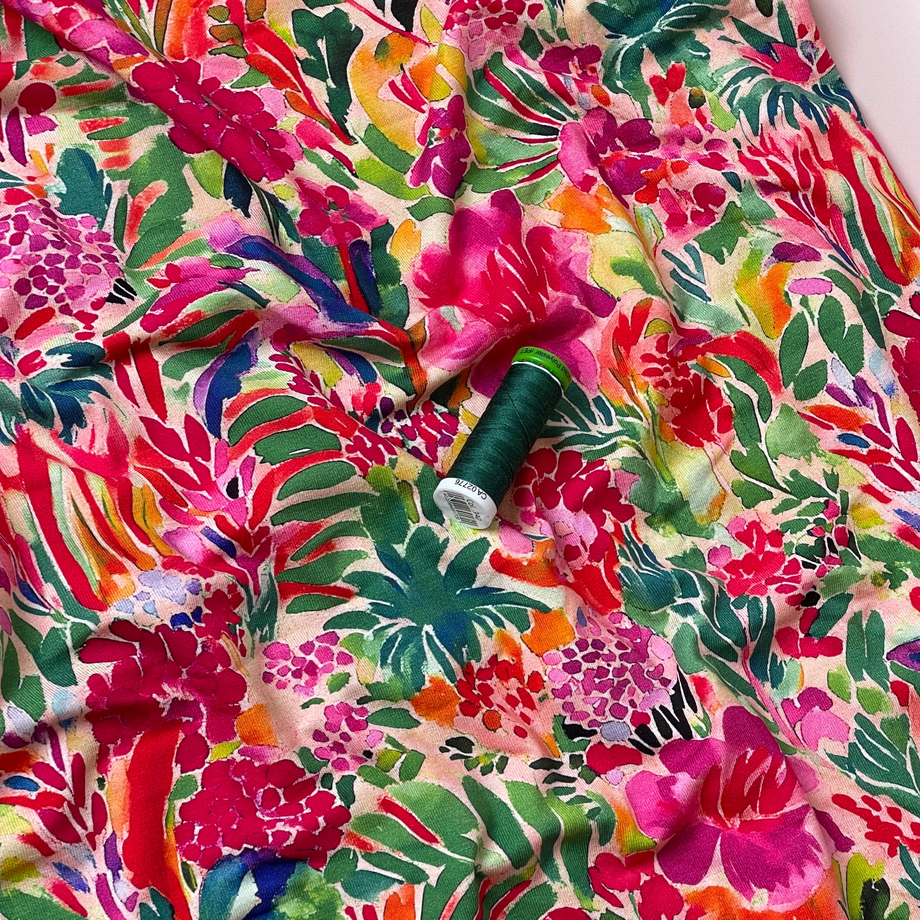 Impressionist Spring Garden Viscose Jersey Fabric