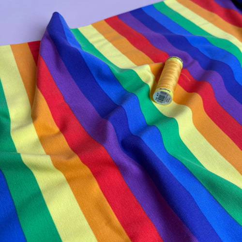 Rainbow Stripes Cotton Jersey Fabric