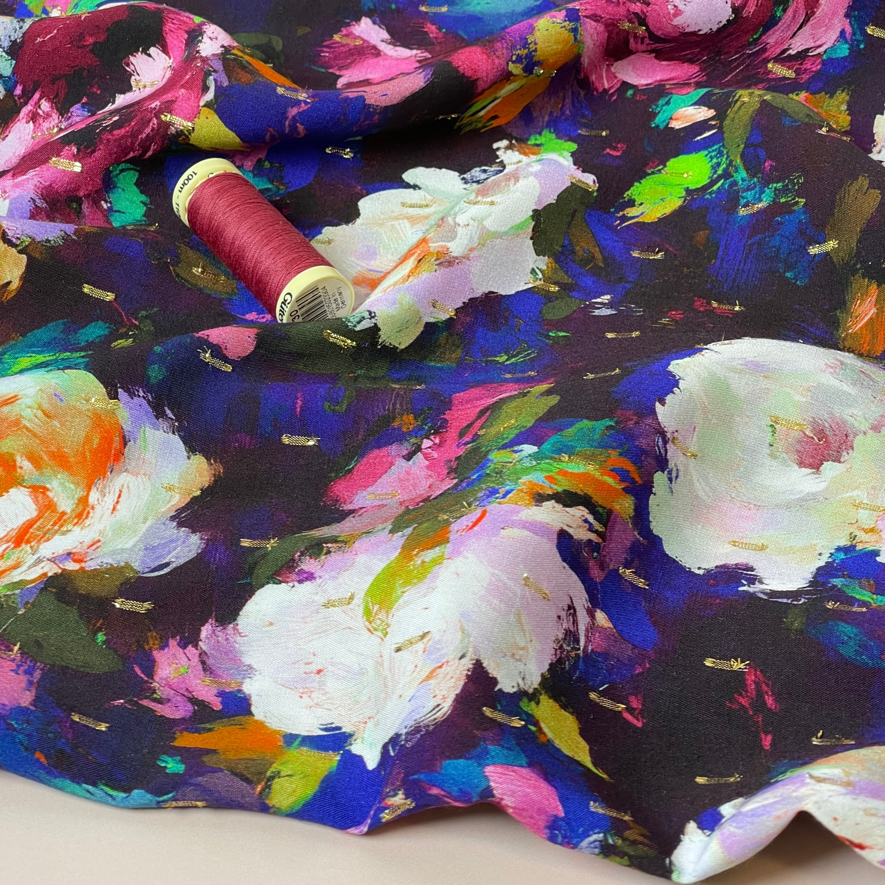 Impressionist Florals with Lurex Viscose Fabric
