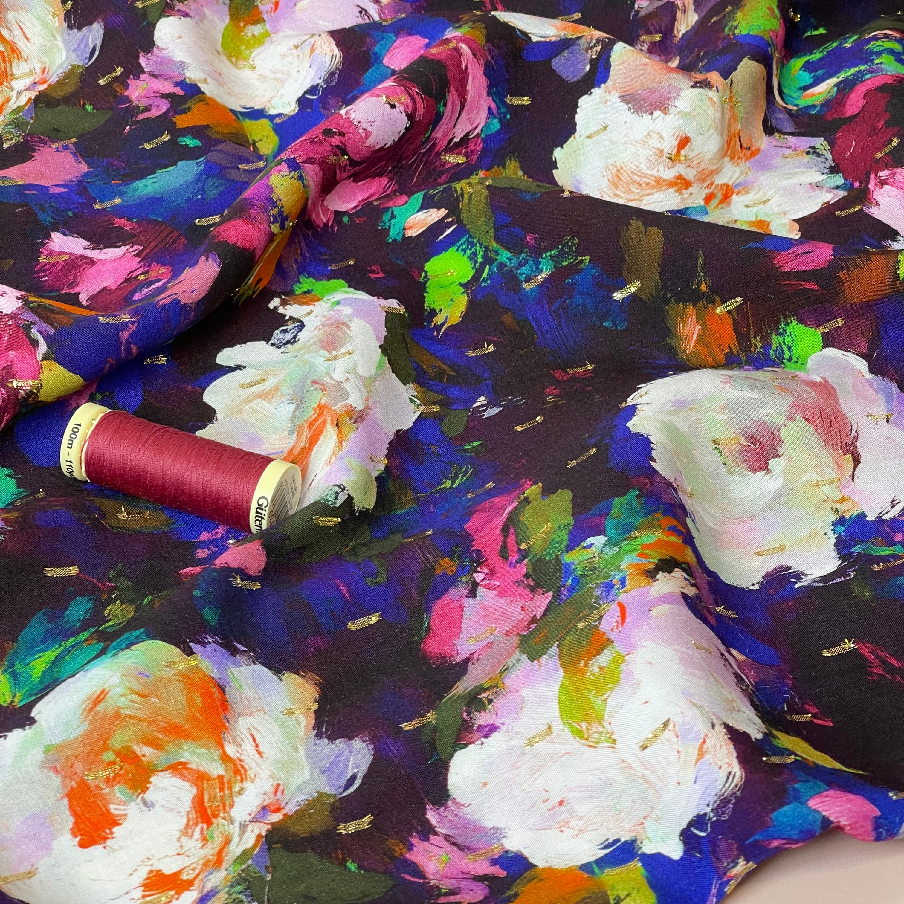 Impressionist Florals with Lurex Viscose Fabric