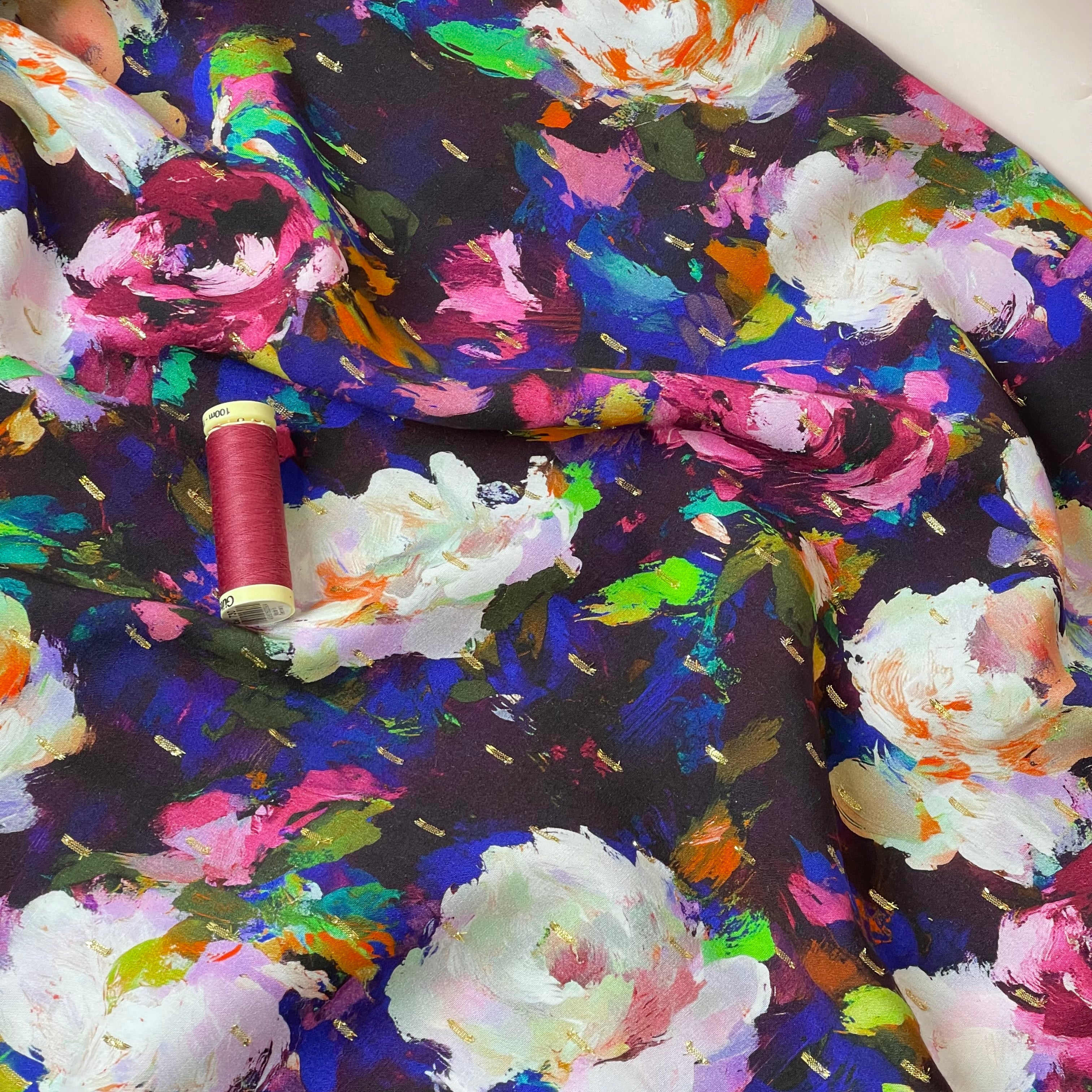 Impressionist Florals with Lurex Viscose Fabric