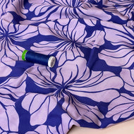 Monochrome Lilies in Purple Viscose Fabric