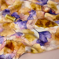 Purple Gingko Leaves Viscose Fabric
