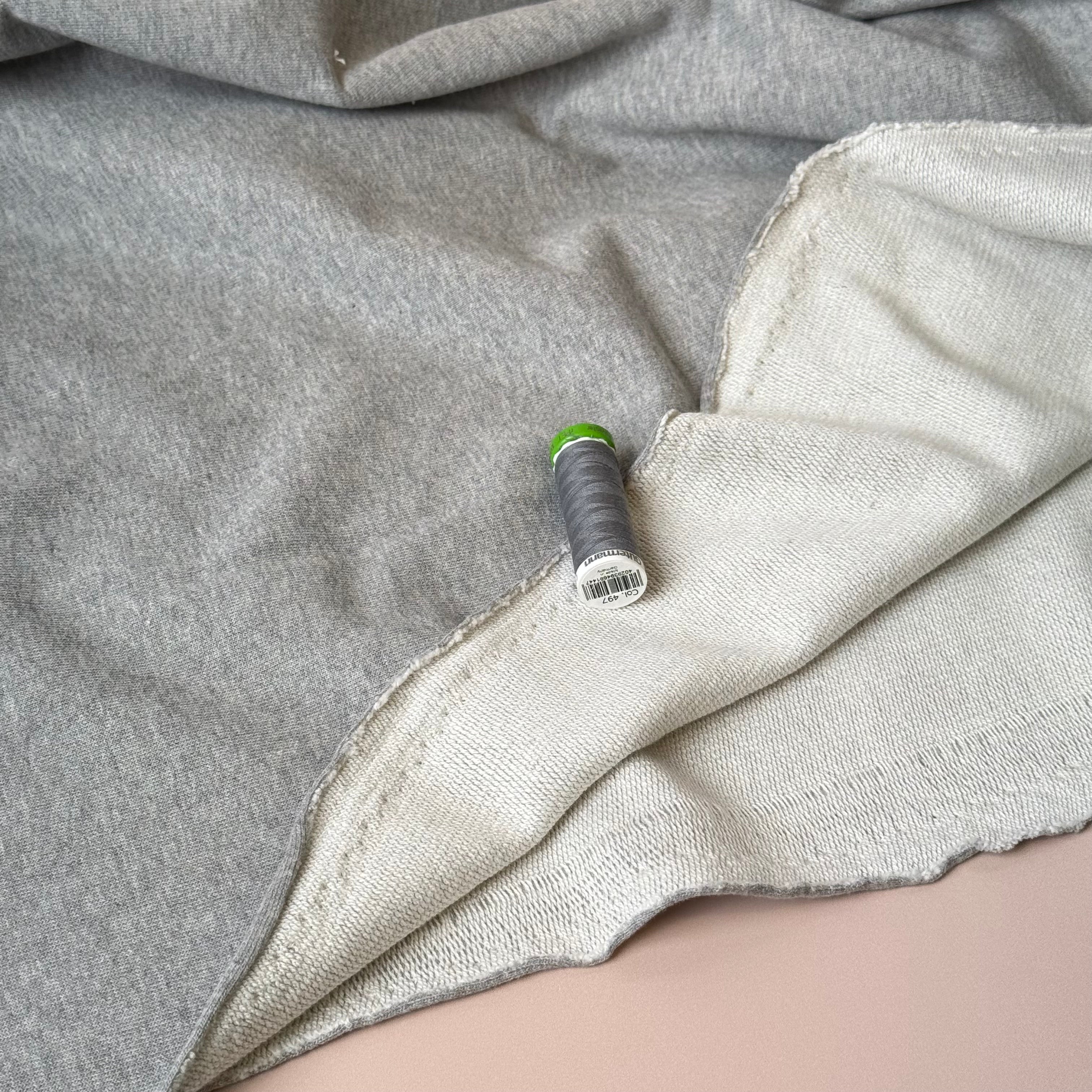 Deadstock Pure Cotton French Terry in Grey Melange