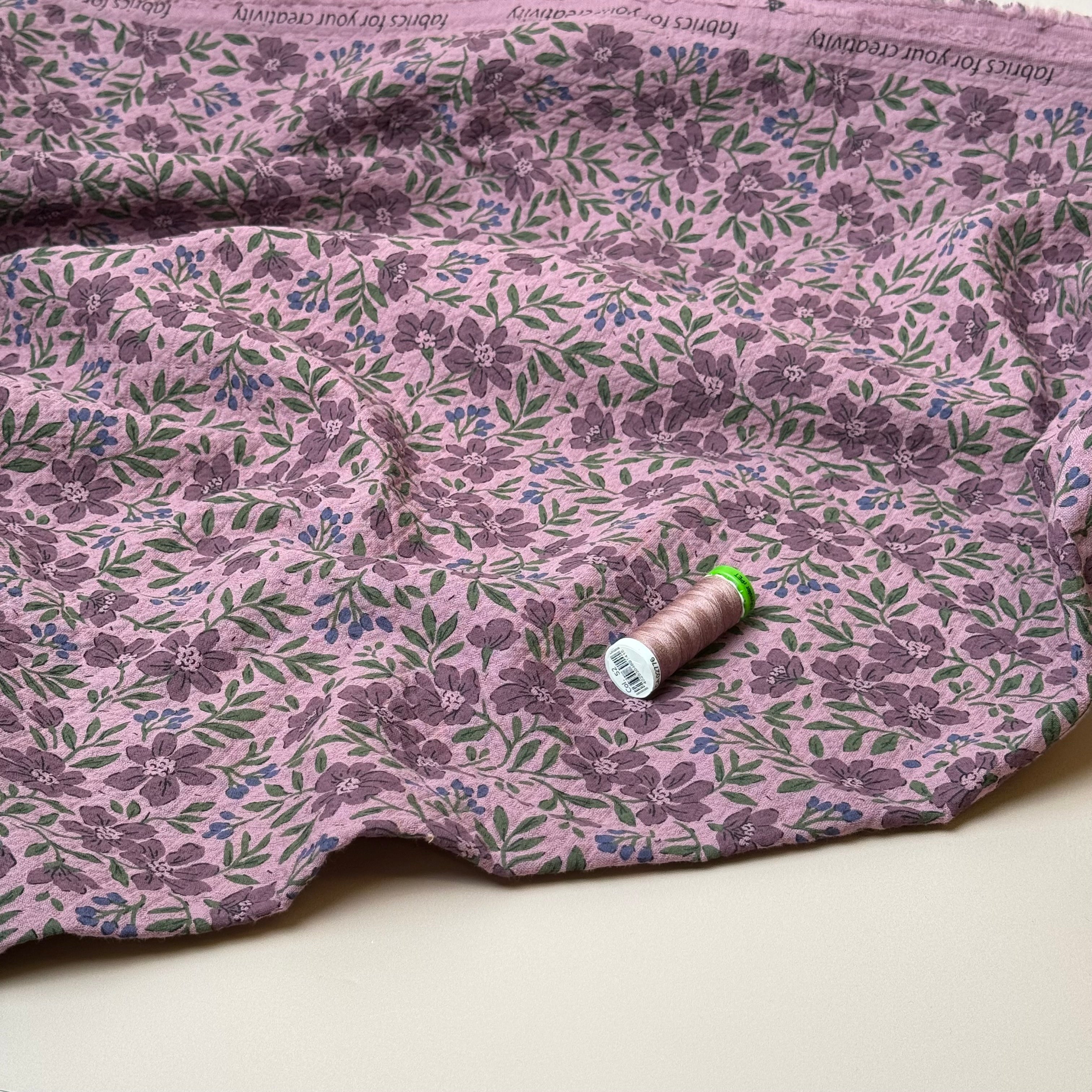 Barberry Flowers Mauve Cotton Diamond Jacquard Fabric