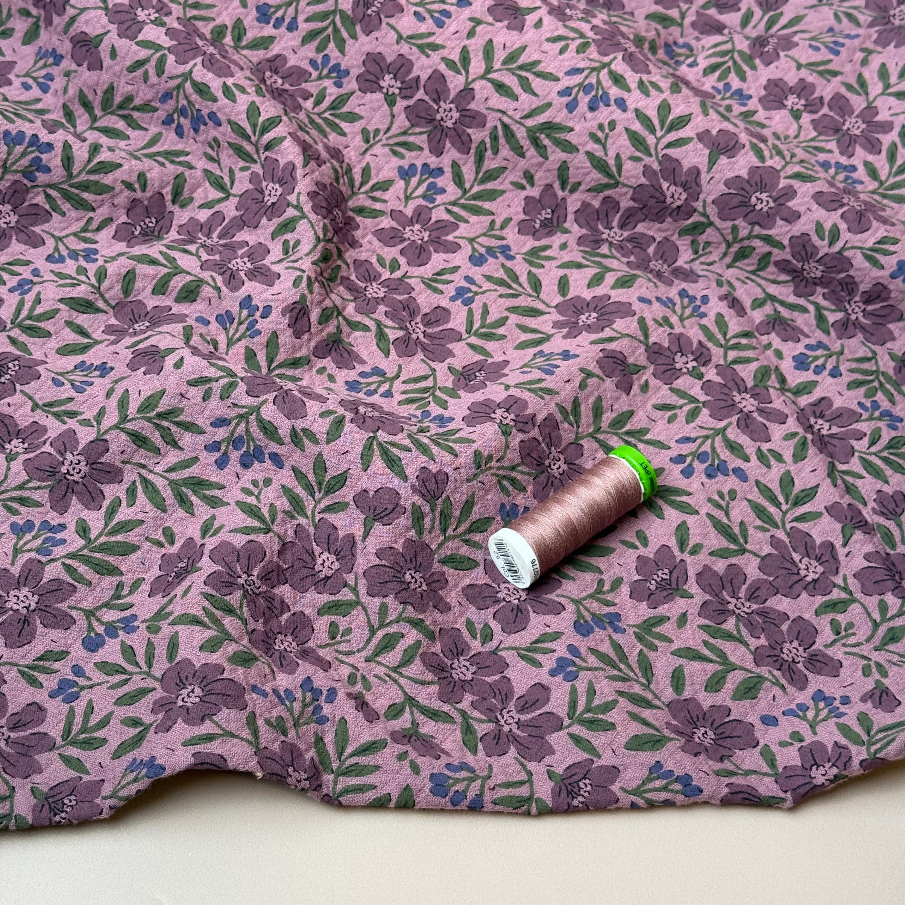 Barberry Flowers Mauve Cotton Diamond Jacquard Fabric