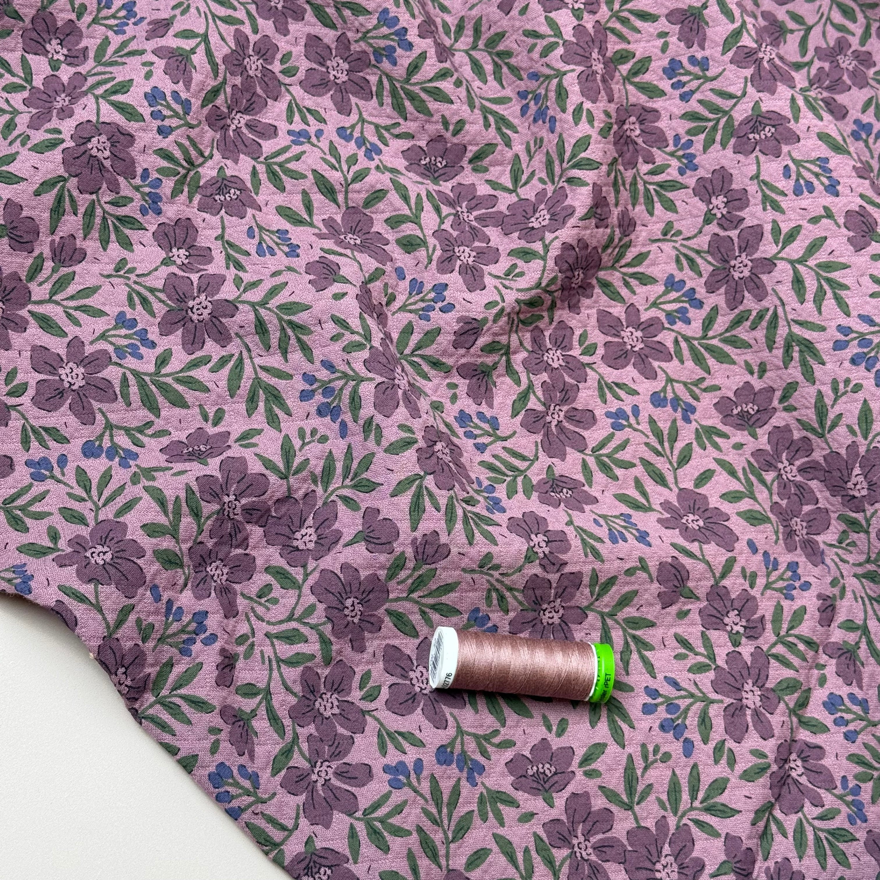 Barberry Flowers Mauve Cotton Diamond Jacquard Fabric