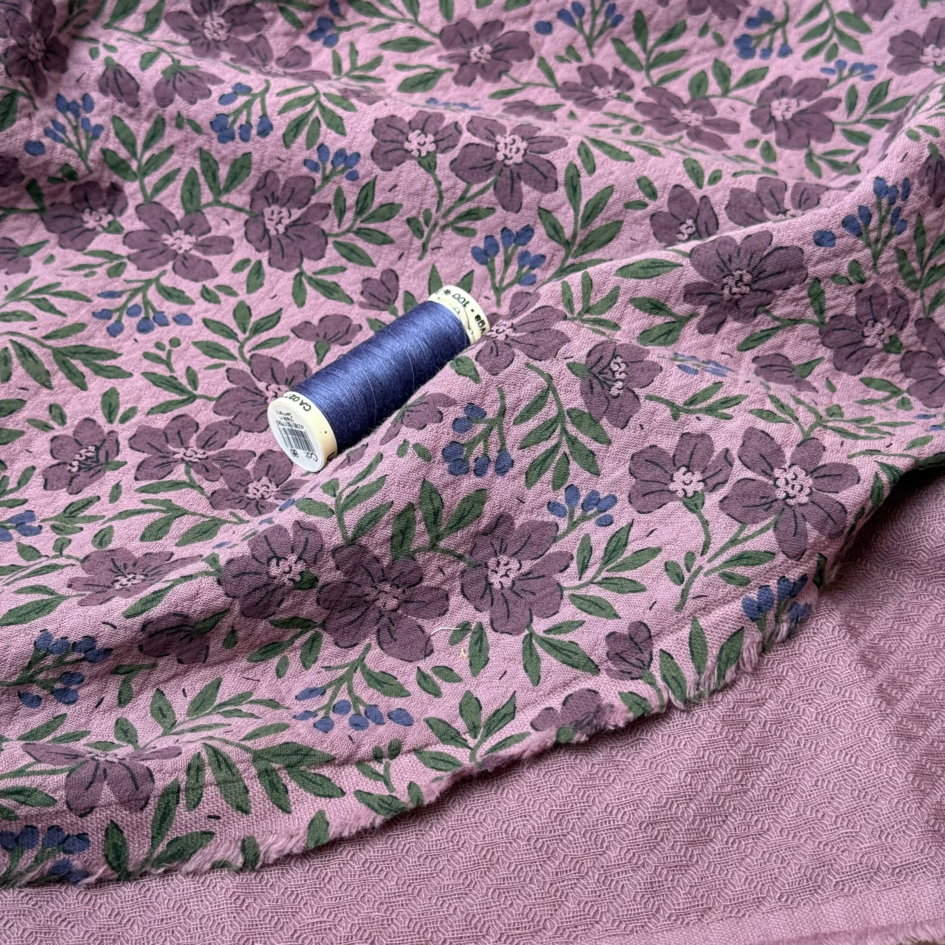 Barberry Flowers Mauve Cotton Diamond Jacquard Fabric