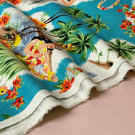Ex-Designer Deadstock Tropical Island Cotton Canvas Gabardine Twill
