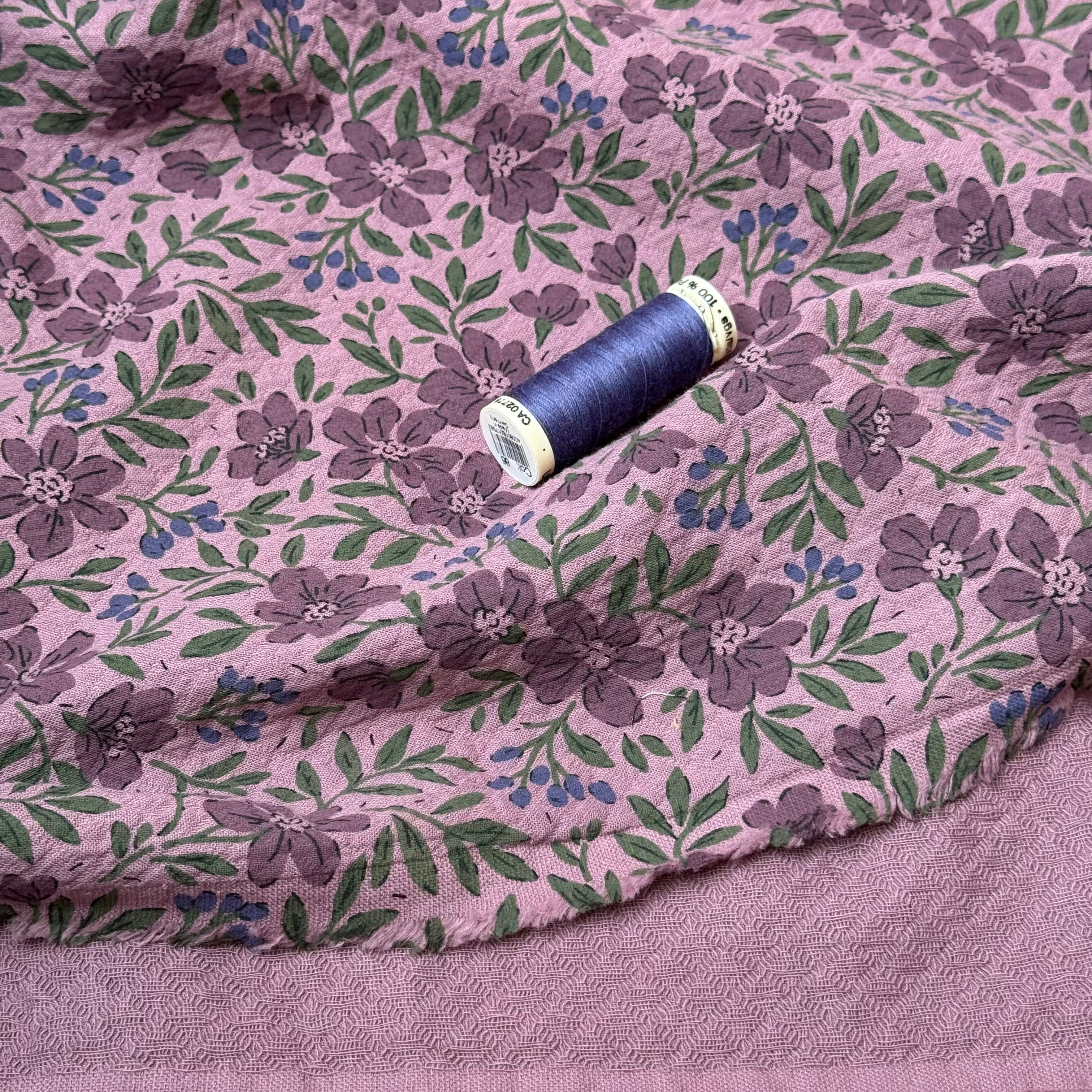 Barberry Flowers Mauve Cotton Diamond Jacquard Fabric