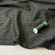 REMNANT 0.38 Metre - Retro Stars Dark Brown Yarn Dyed Jacquard Knit